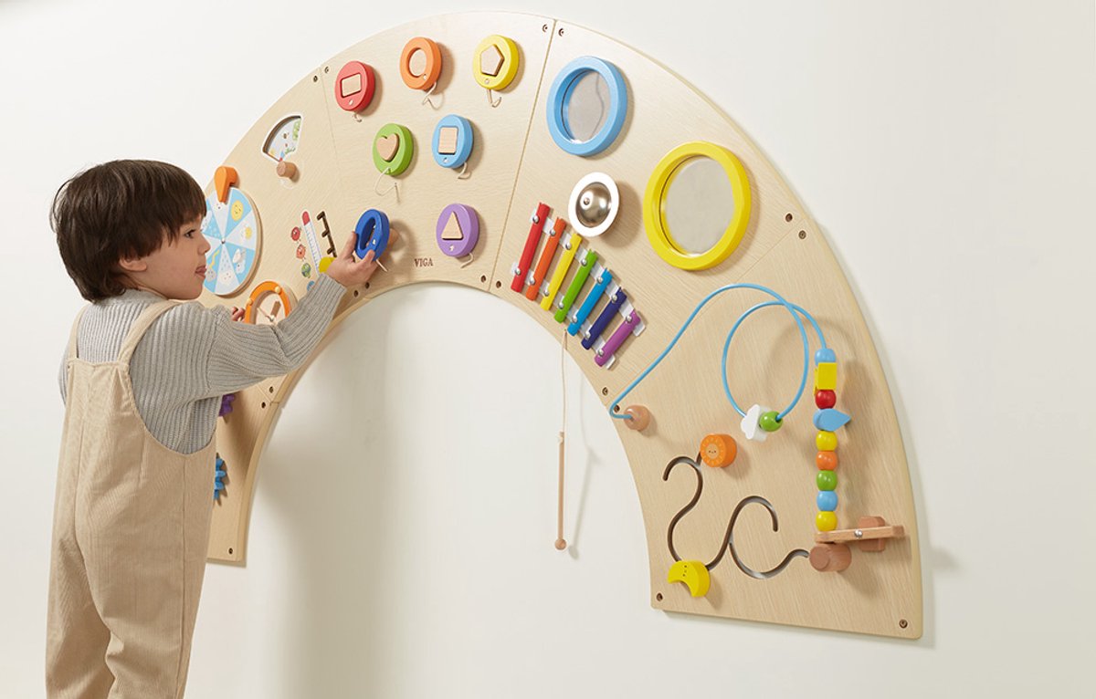 VIGA Toys Wall Activity Board Circle Arc, 162 cm Diameter, Wooden Sensory Play Panel, 18 Months+