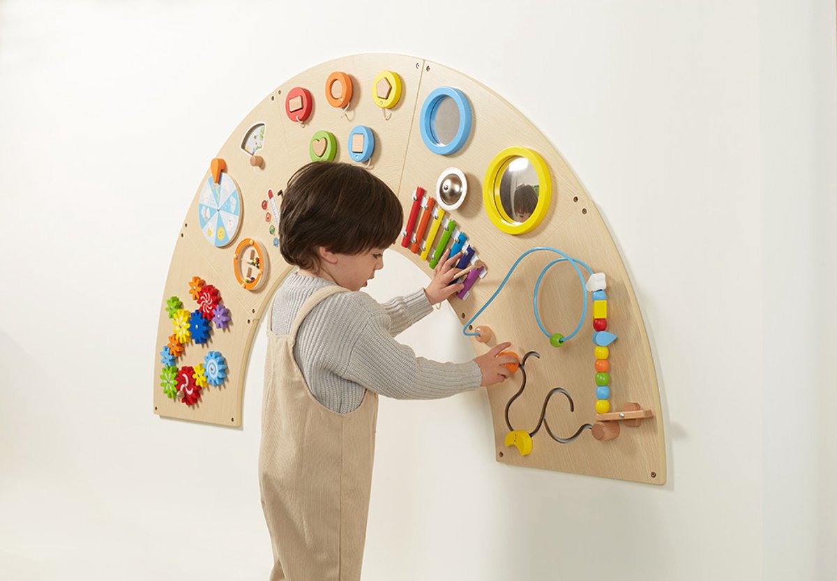 VIGA Toys Wall Activity Board Circle Arc, 162 cm Diameter, Wooden Sensory Play Panel, 18 Months+