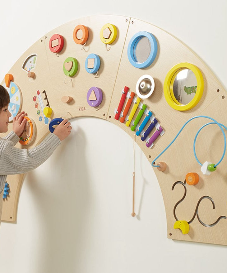 VIGA Toys Wall Activity Board Circle Arc, 162 cm Diameter, Wooden Sensory Play Panel, 18 Months+