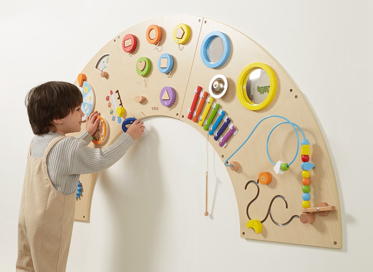 VIGA Toys Wall Activity Board Circle Arc, 162 cm Diameter, Wooden Sensory Play Panel, 18 Months+