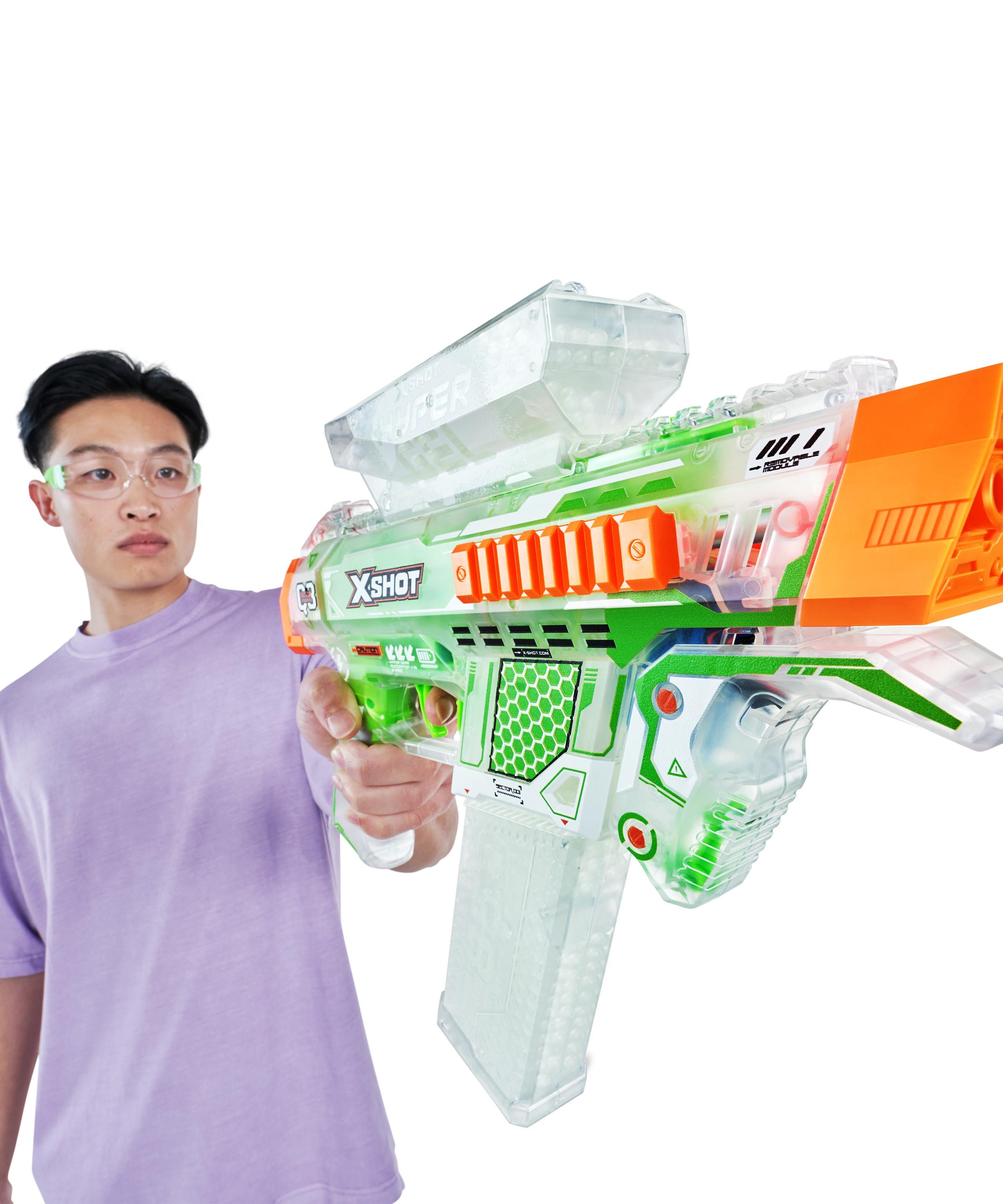 X Shot Hyper Gel Glow In The Dark Medium Blaster, Toy Gun for Boys, Age 14+