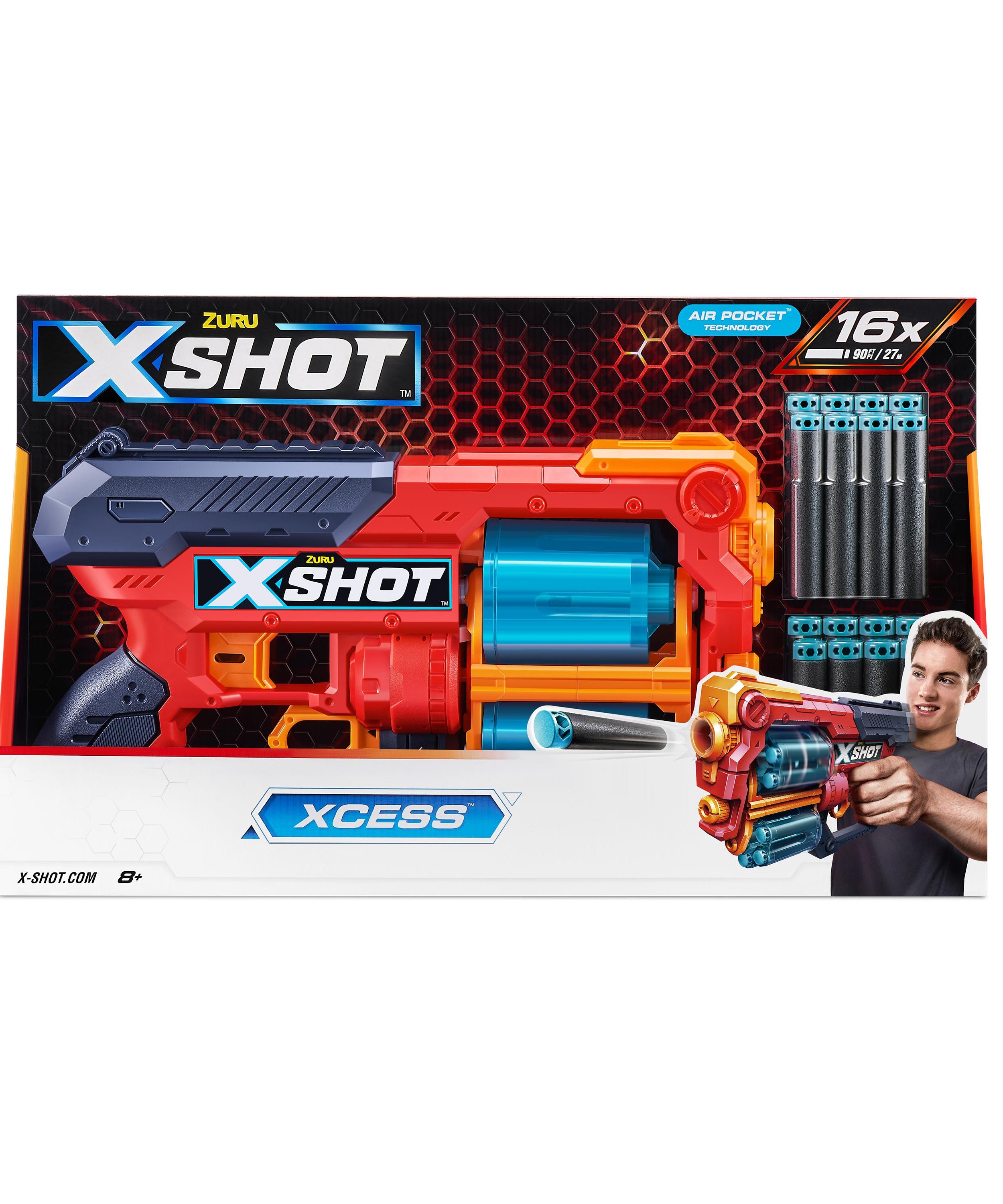 X Shot Excel Xcess TK 12 16 Darts Blaster, Twin Barrel Foam Gun Toy for Boys, Age 8+