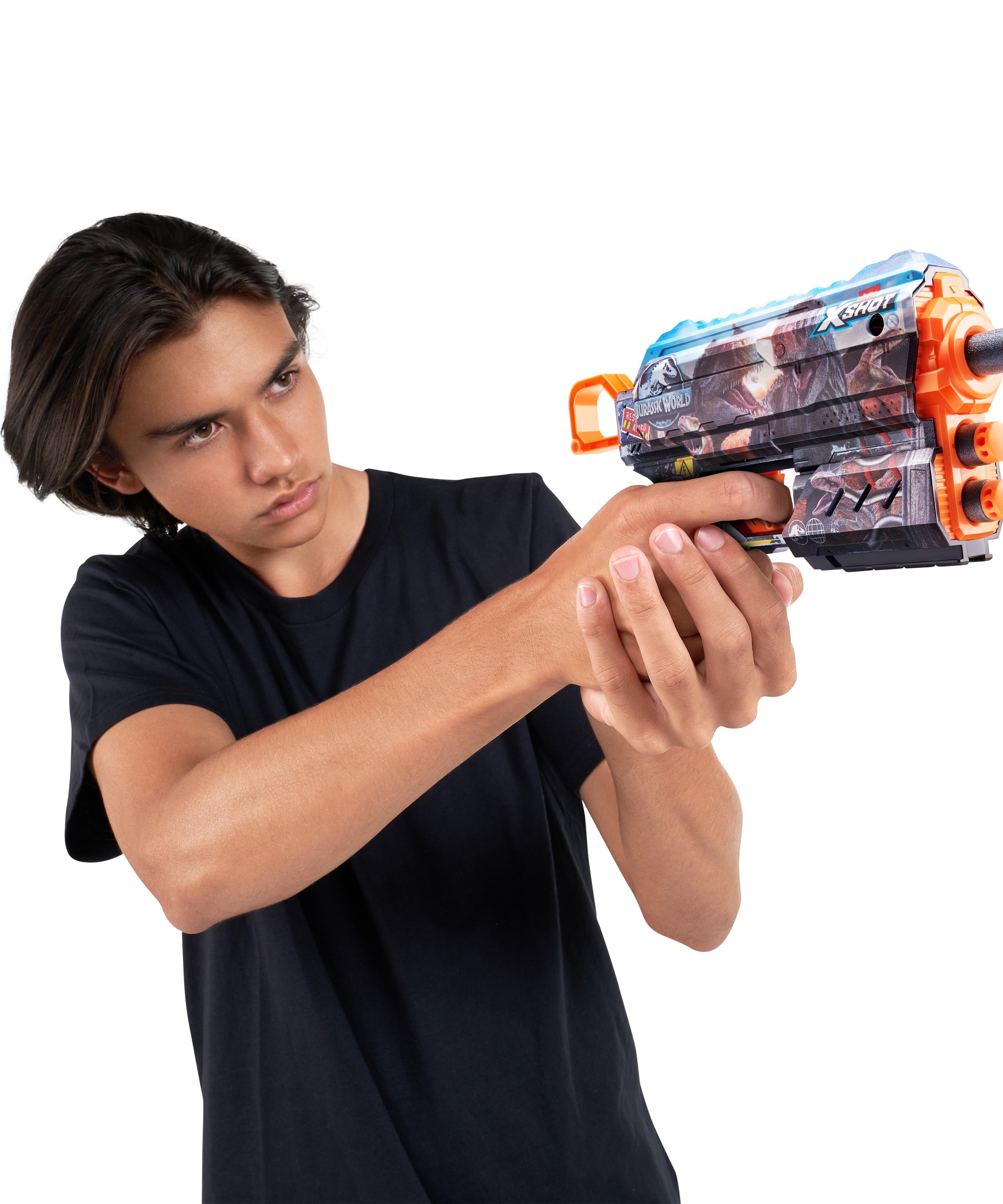 Title: Jurassic Flux Combo 2 Pack Dart Blaster with Dinosaur Skins, Air Pocket Darts, Single Shot with Storage, Recoil Action, Fires 27m/90ft, Includes 16 Foam Darts, Ages 8 and Up