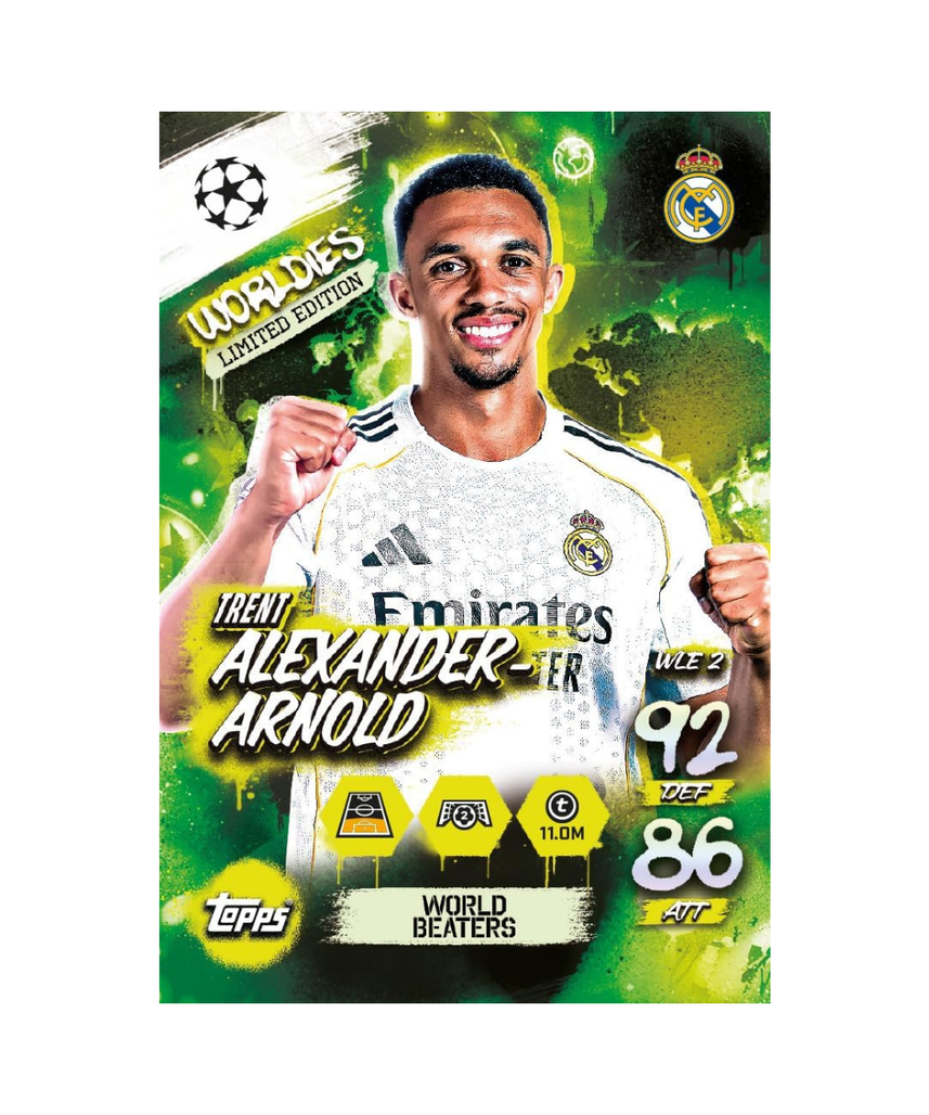 Topps Match Attax UCC 2025 2026 Mini Tin Collectible Football Trading Cards with 32 Cards and Exclusive Worldies Limited Editions, Official UEFA Licensed, Assorted Tin