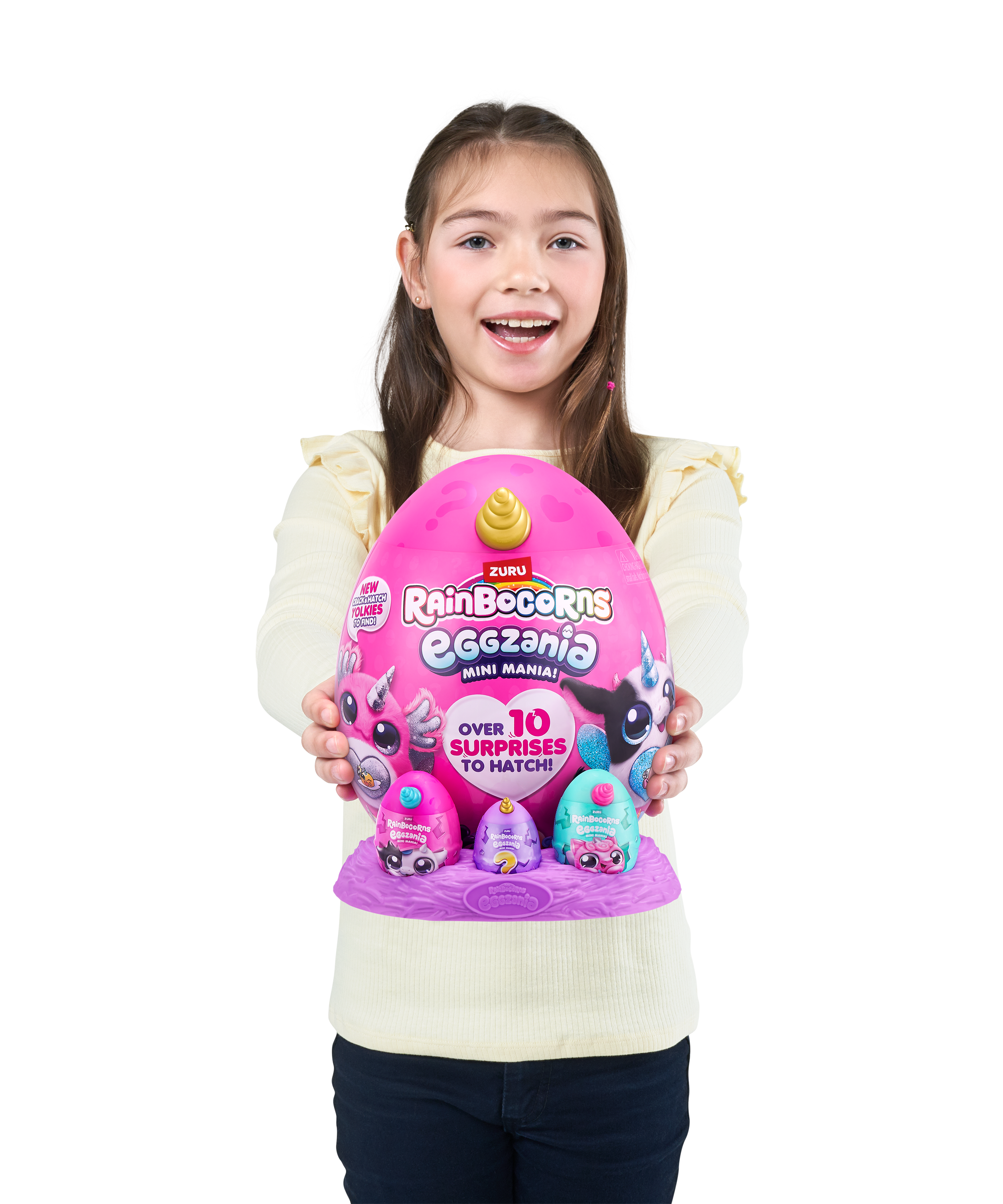 Rainbocorns Eggzania Mini Mania Series 1 Surprise Plush Toy for Girls Ages 3+, Collectible Stuffed Animal with 10+ Surprises, Slime, Stickers & Wearable Jewelry