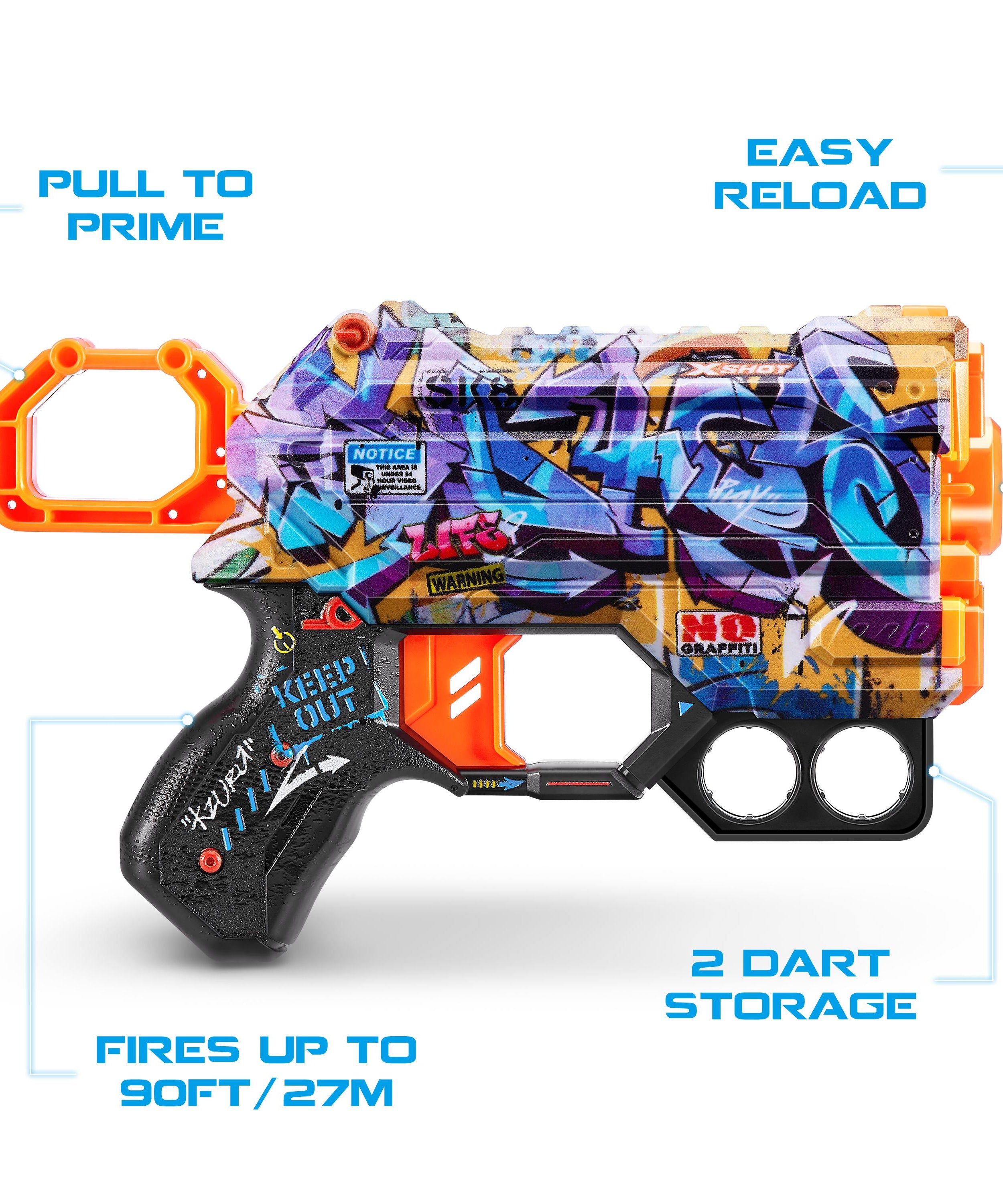 X Shot Skins Menace Blaster, Compact Foam Dart Gun for Boys, Age 8+
