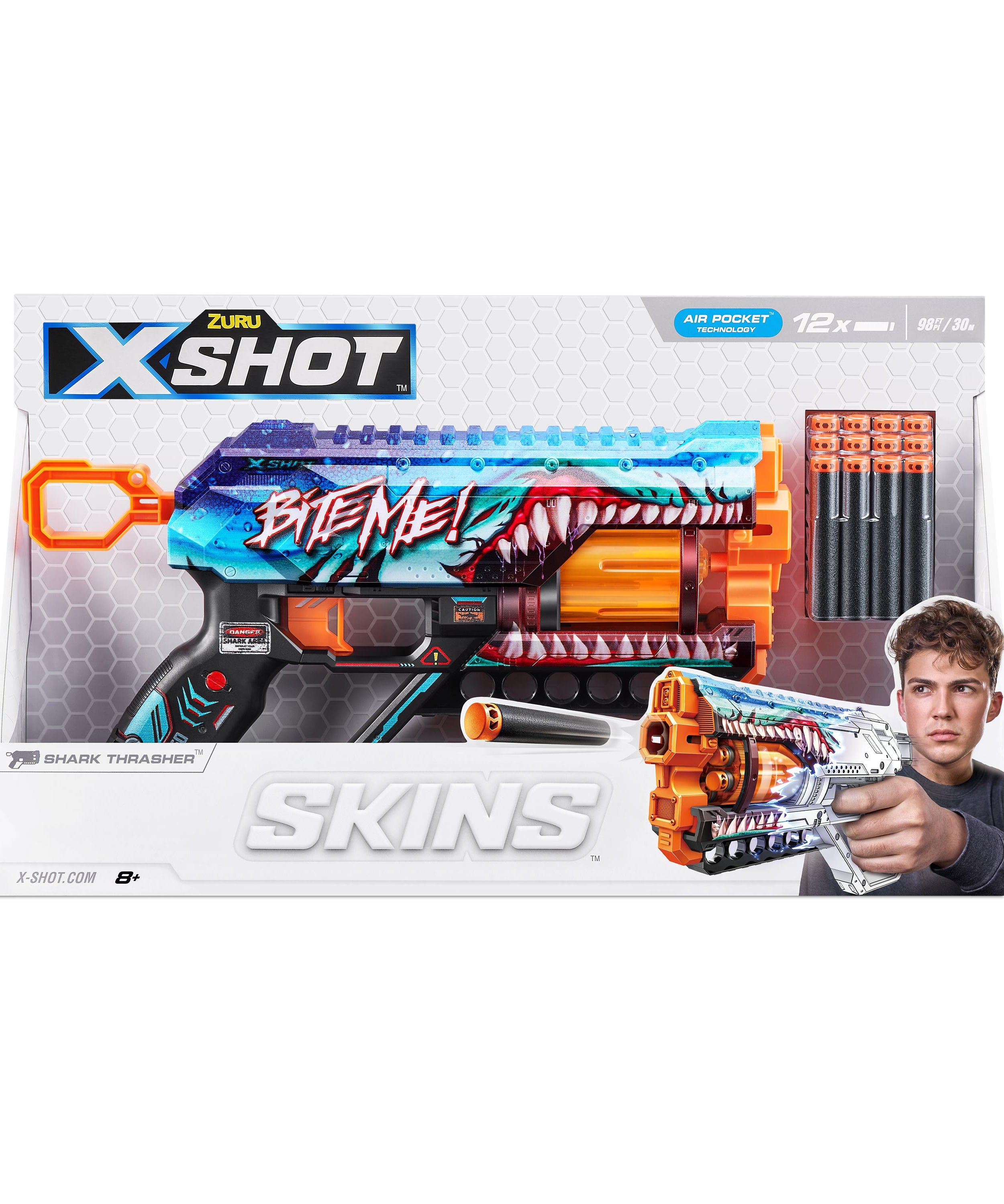 XSHOT Skins Dread Sonic Edition, Dual Barrel Foam Dart Blaster with Air Pocket Technology, 12-Dart Capacity & 27m Range, Toy Gun for Kids, Teens & Adults, Ages 8+