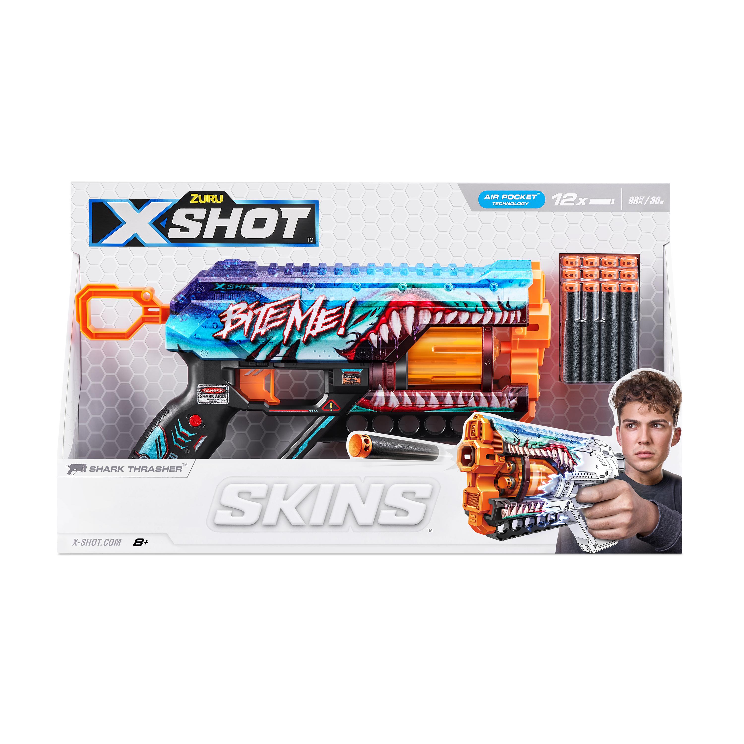 XSHOT Skins Dread Sonic Edition, Dual Barrel Foam Dart Blaster with Air Pocket Technology, 12-Dart Capacity & 27m Range, Toy Gun for Kids, Teens & Adults, Ages 8+