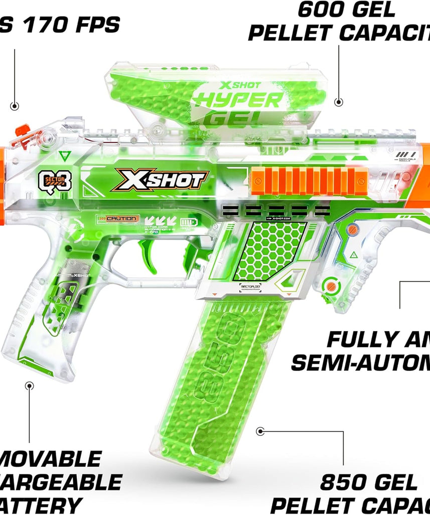 X Shot Hyper Gel Glow In The Dark Medium Blaster, Toy Gun for Boys, Age 14+
