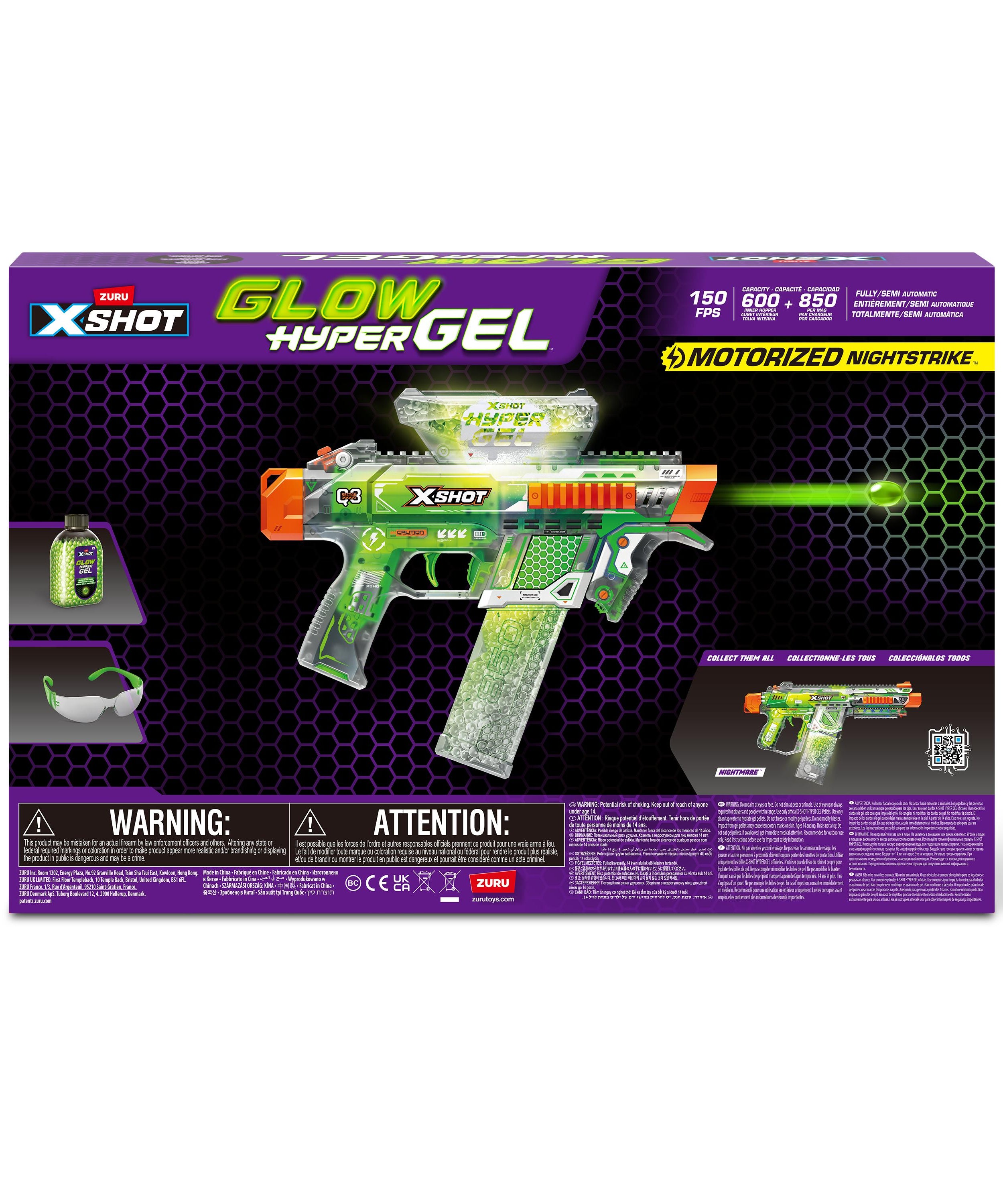 X Shot Hyper Gel Glow In The Dark Medium Blaster, Toy Gun for Boys, Age 14+