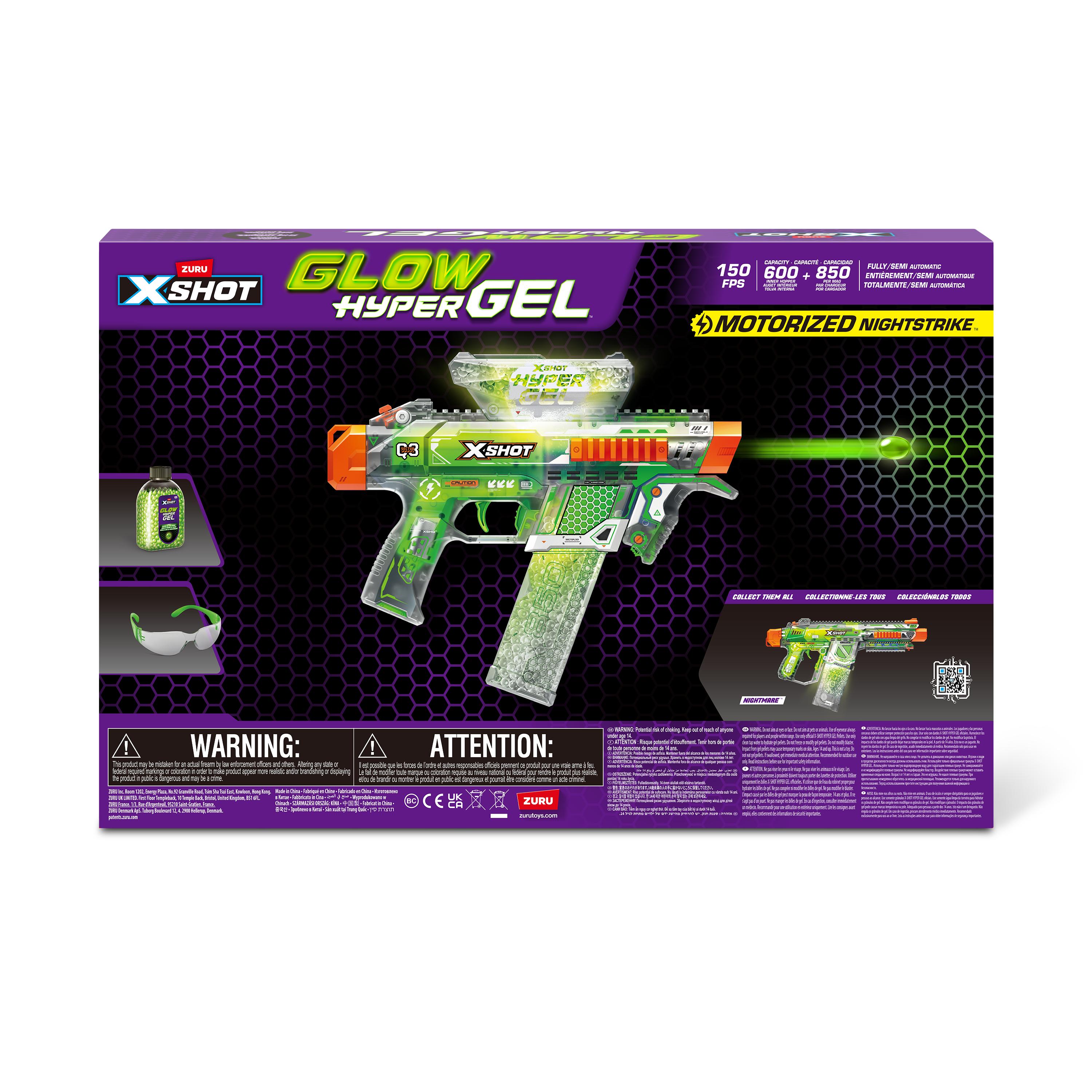 X Shot Hyper Gel Glow In The Dark Medium Blaster, Toy Gun for Boys, Age 14+