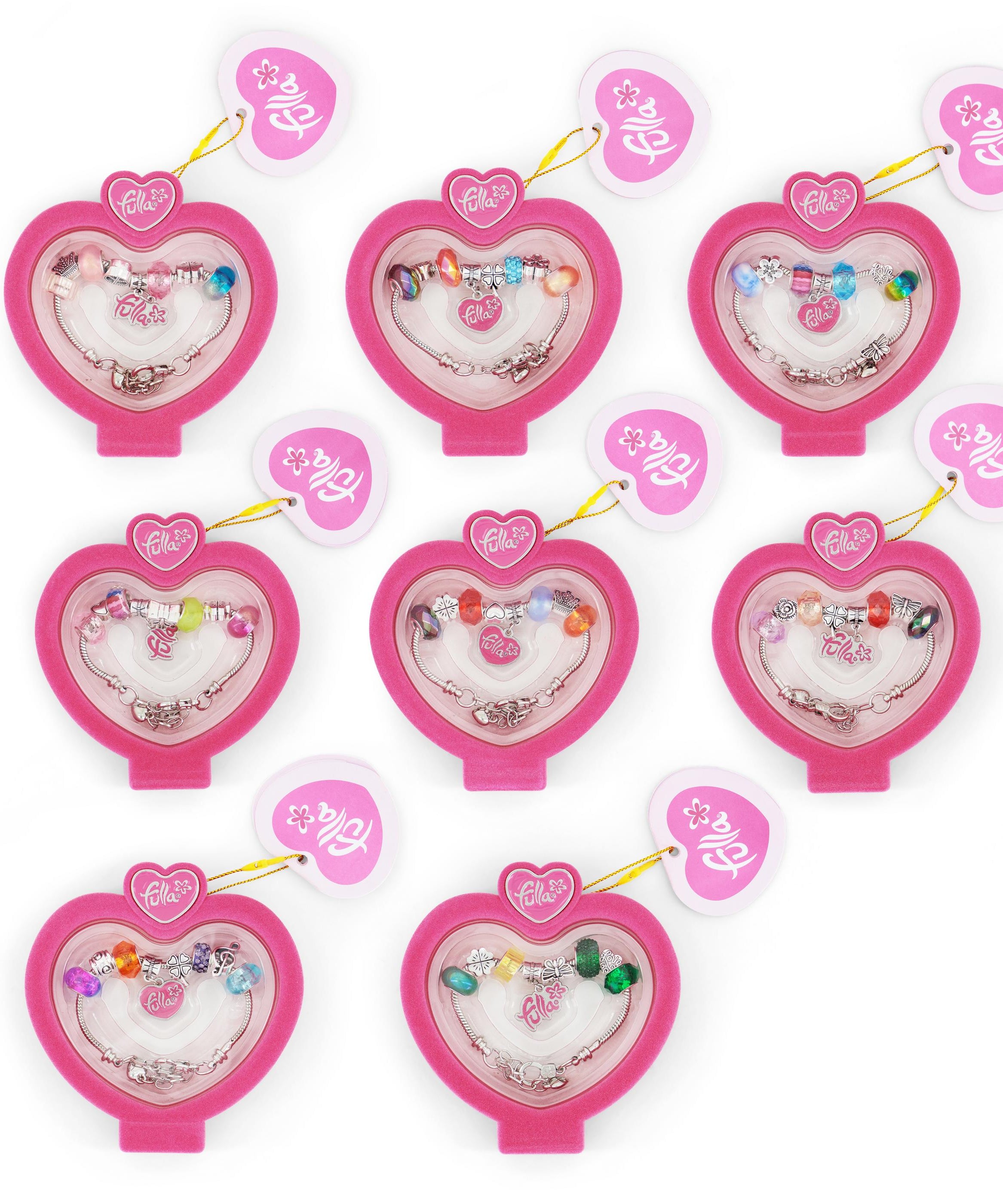 Fulla Bracelet Charm & Cheer Set for Girls Ages 3+, Pack of 8 Colorful Fashion Bracelets with Trendy Designs, Soft & Durable Accessories for Kids, Perfect Birthday Gift & Dress-Up Play