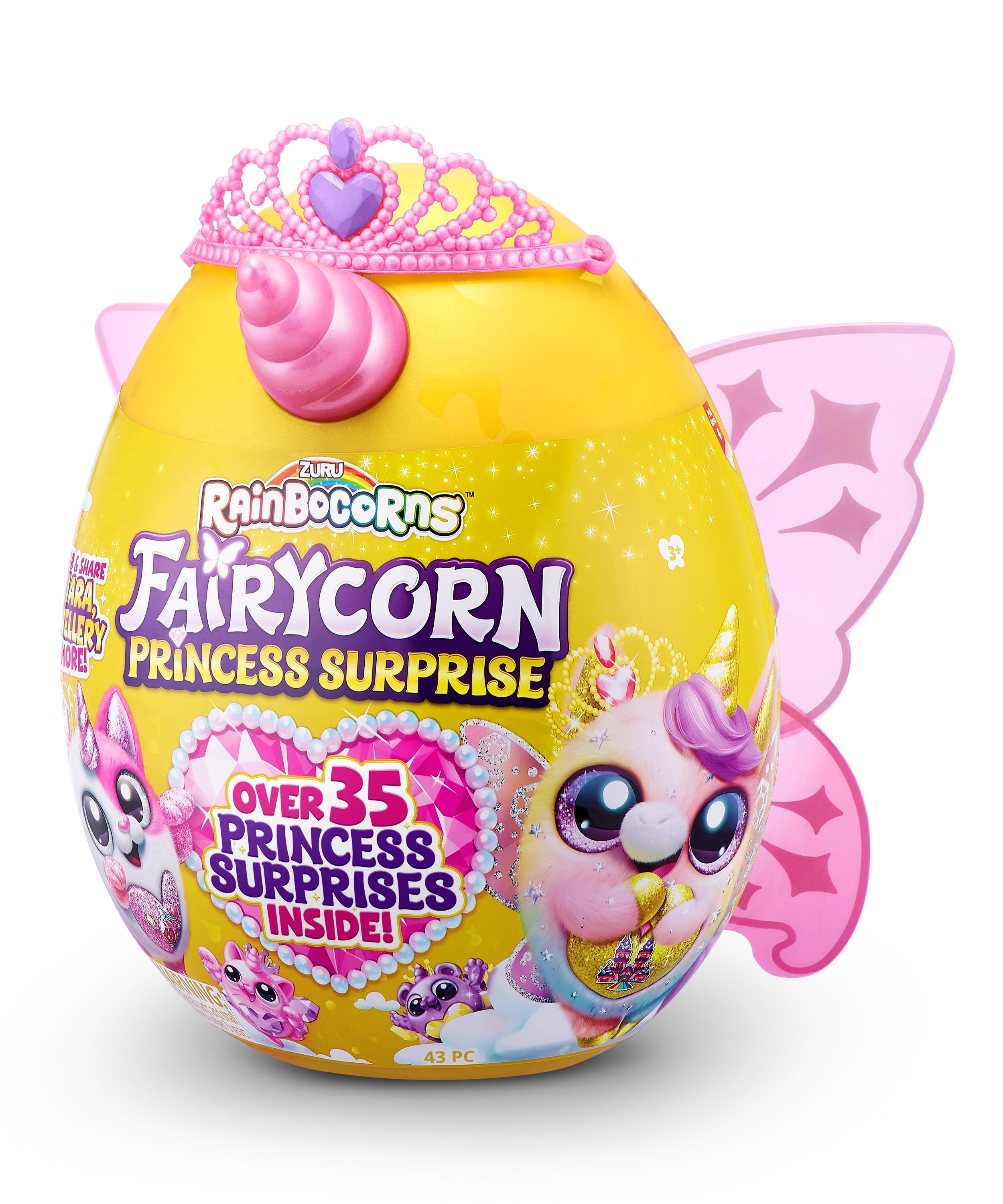 Rainbocorns Fairycorn Princess Surprise (Puppy) 11" Collectible Plush Toy with 35+ Surprises, Fairy Wings, Tiara, Wand, Boo-Boocorn, and Surprise Egg, Soft Toy for Girls Ages 3+