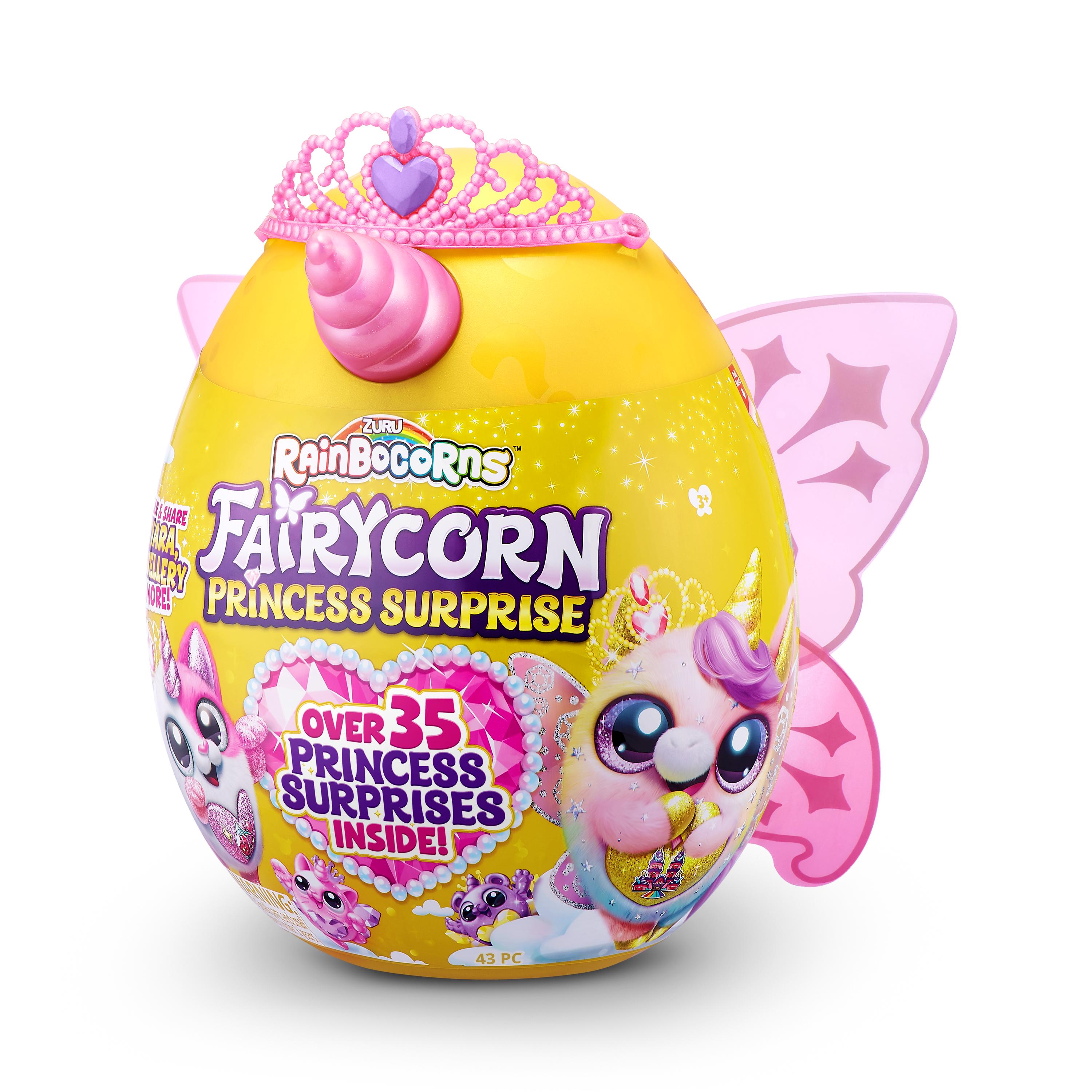 Rainbocorns Fairycorn Princess Surprise (Puppy) 11" Collectible Plush Toy with 35+ Surprises, Fairy Wings, Tiara, Wand, Boo-Boocorn, and Surprise Egg, Soft Toy for Girls Ages 3+