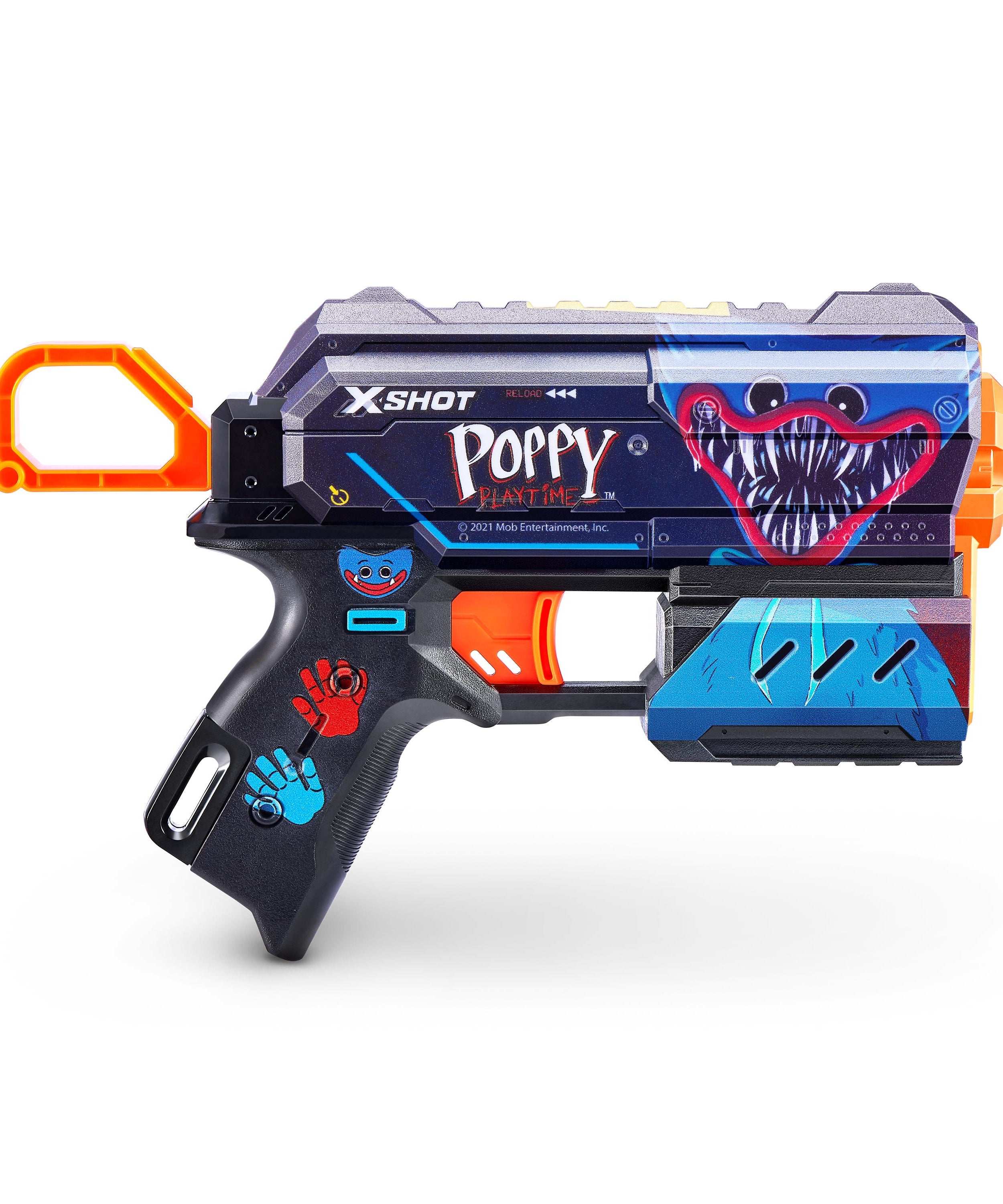 XSHOT Skins Flux, Poppy Playtime Jumpscare Edition (8 Darts), Foam Dart Blaster with Air Pocket Dart Technology, Shoots up to 27m, Collectible Toy Gun for Kids Ages 8+, Boys, Girls, Teens