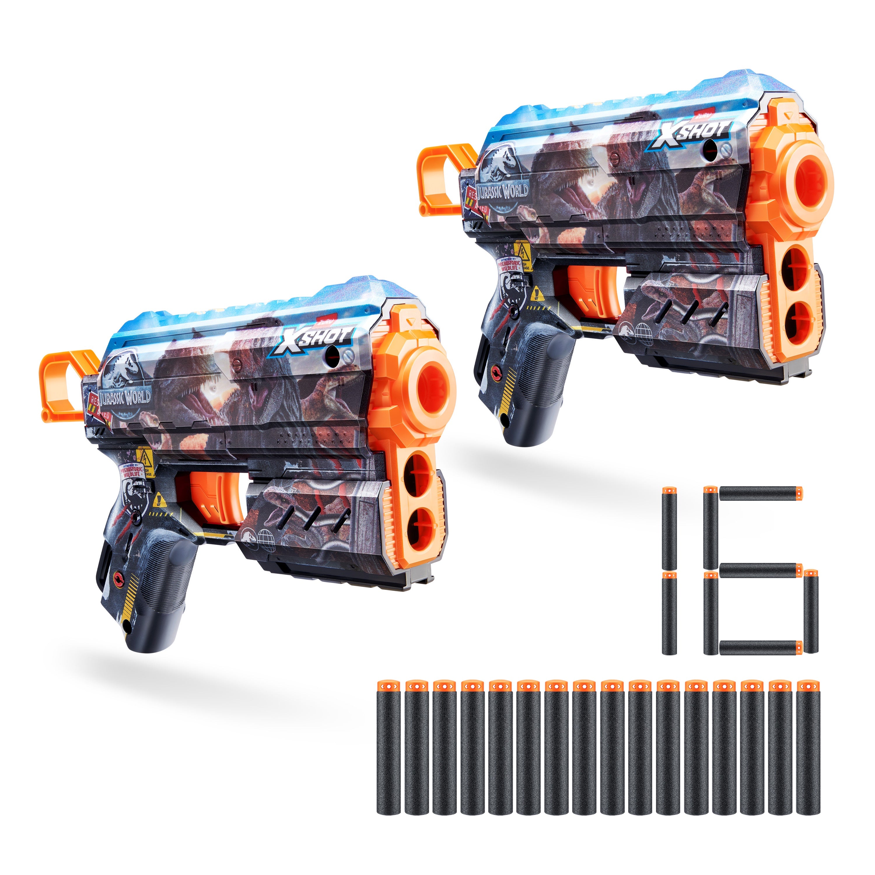 Title: Jurassic Flux Combo 2 Pack Dart Blaster with Dinosaur Skins, Air Pocket Darts, Single Shot with Storage, Recoil Action, Fires 27m/90ft, Includes 16 Foam Darts, Ages 8 and Up