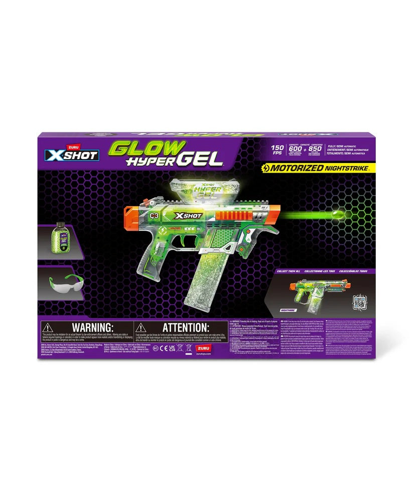 X Shot Hyper Gel Glow In The Dark Medium Blaster, Toy Gun for Boys, Age 14+