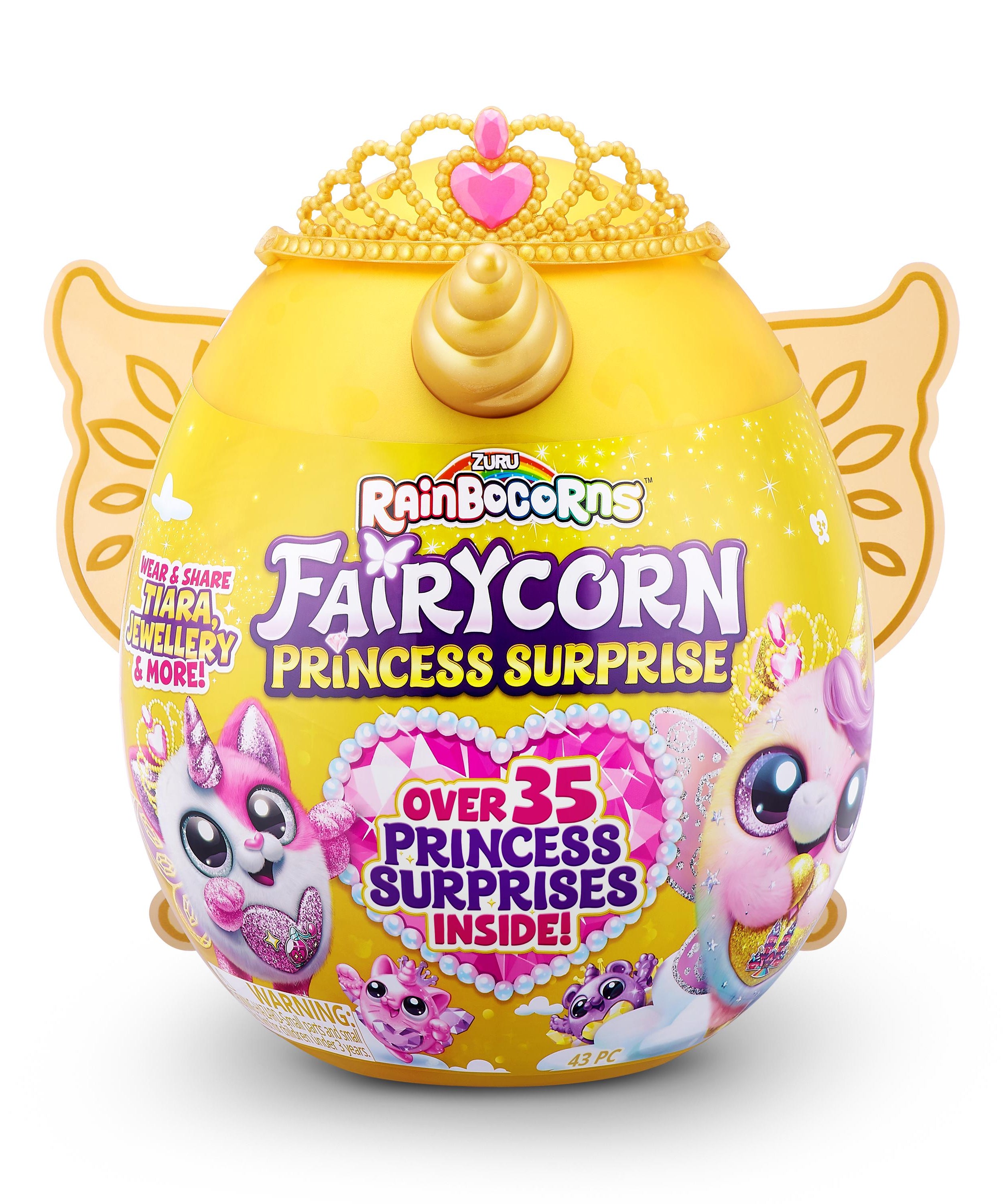 Rainbocorns Fairycorn Princess Surprise (Puppy) 11" Collectible Plush Toy with 35+ Surprises, Fairy Wings, Tiara, Wand, Boo-Boocorn, and Surprise Egg, Soft Toy for Girls Ages 3+