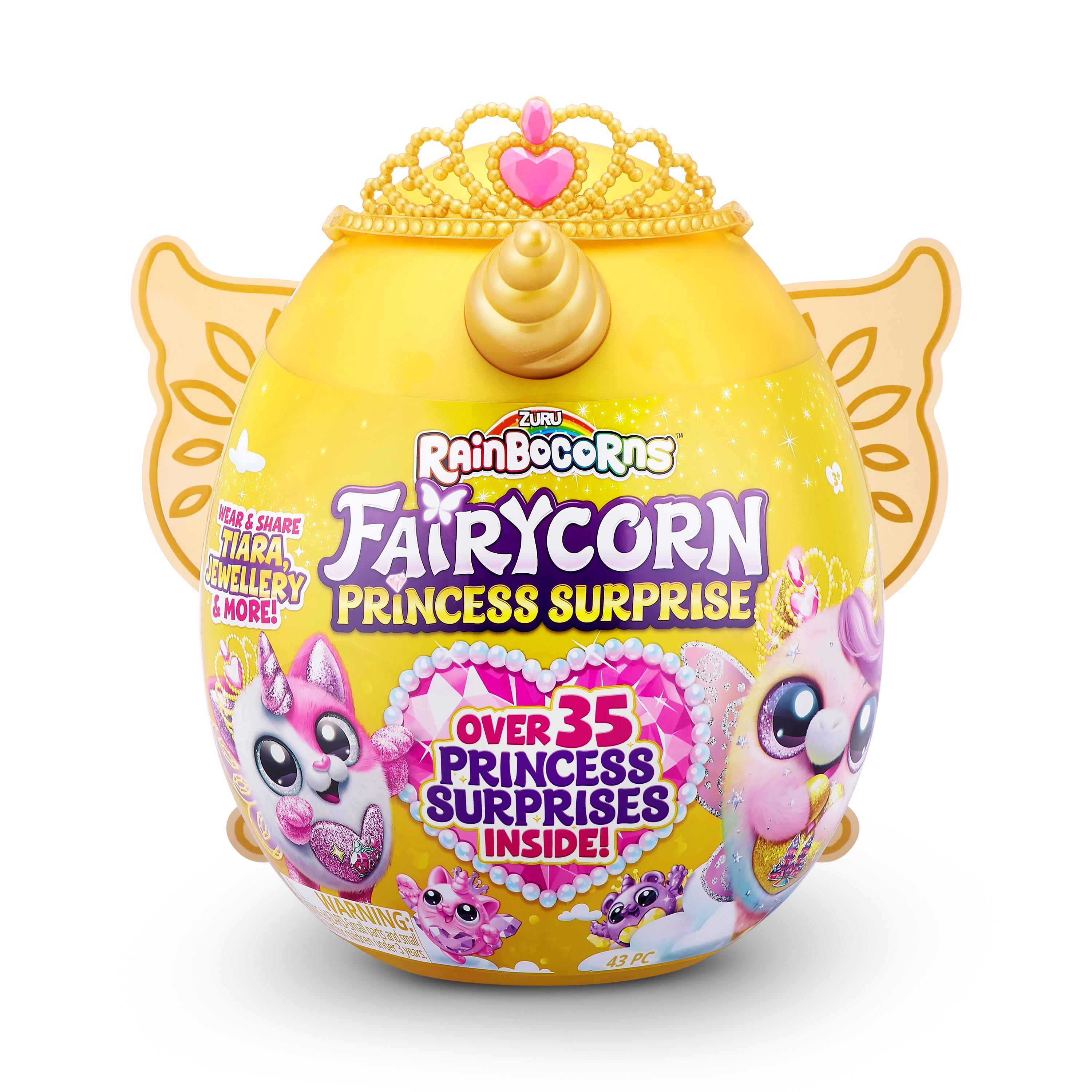 Rainbocorns Fairycorn Princess Surprise (Puppy) 11" Collectible Plush Toy with 35+ Surprises, Fairy Wings, Tiara, Wand, Boo-Boocorn, and Surprise Egg, Soft Toy for Girls Ages 3+