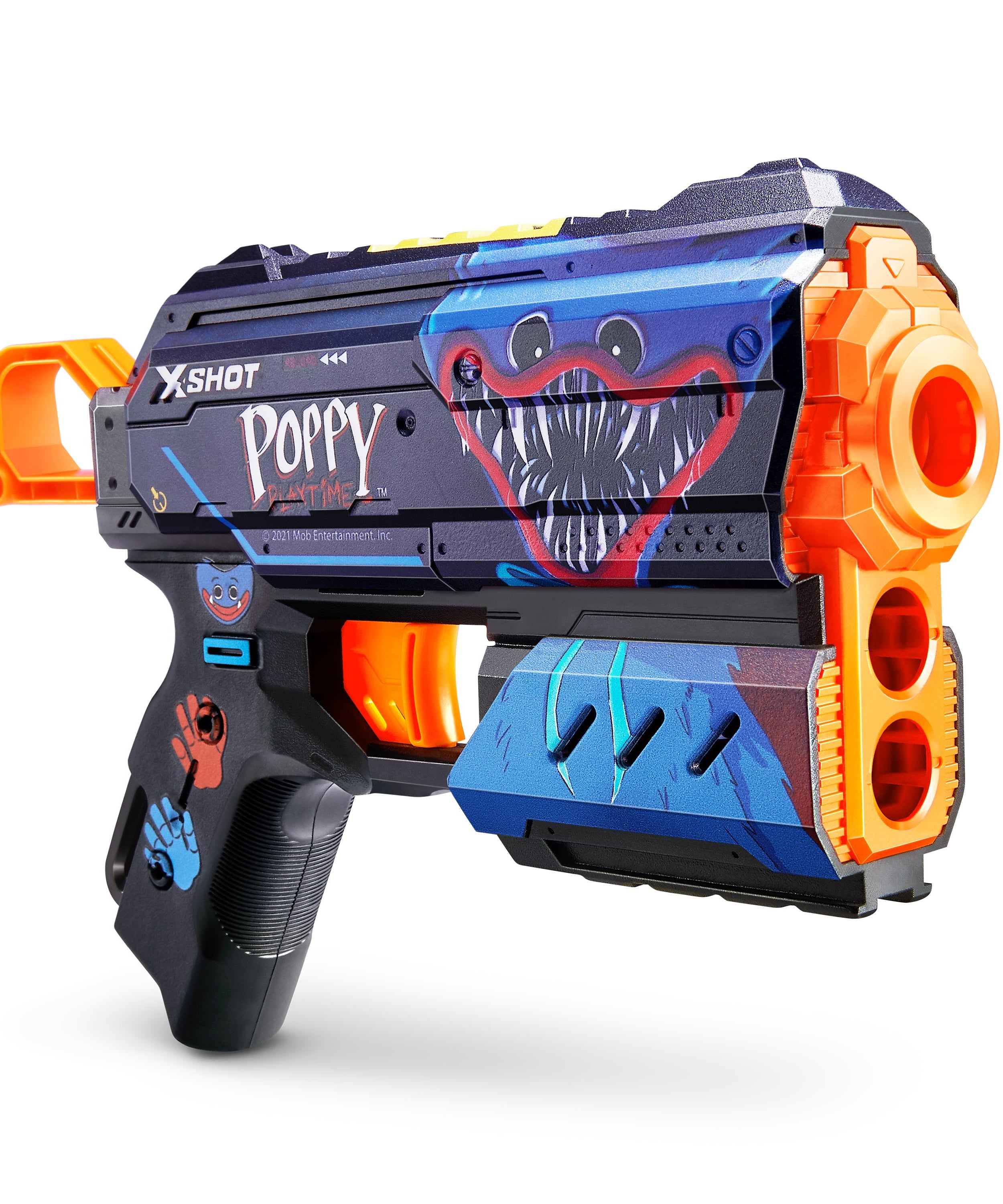 XSHOT Skins Flux, Poppy Playtime Jumpscare Edition (8 Darts), Foam Dart Blaster with Air Pocket Dart Technology, Shoots up to 27m, Collectible Toy Gun for Kids Ages 8+, Boys, Girls, Teens