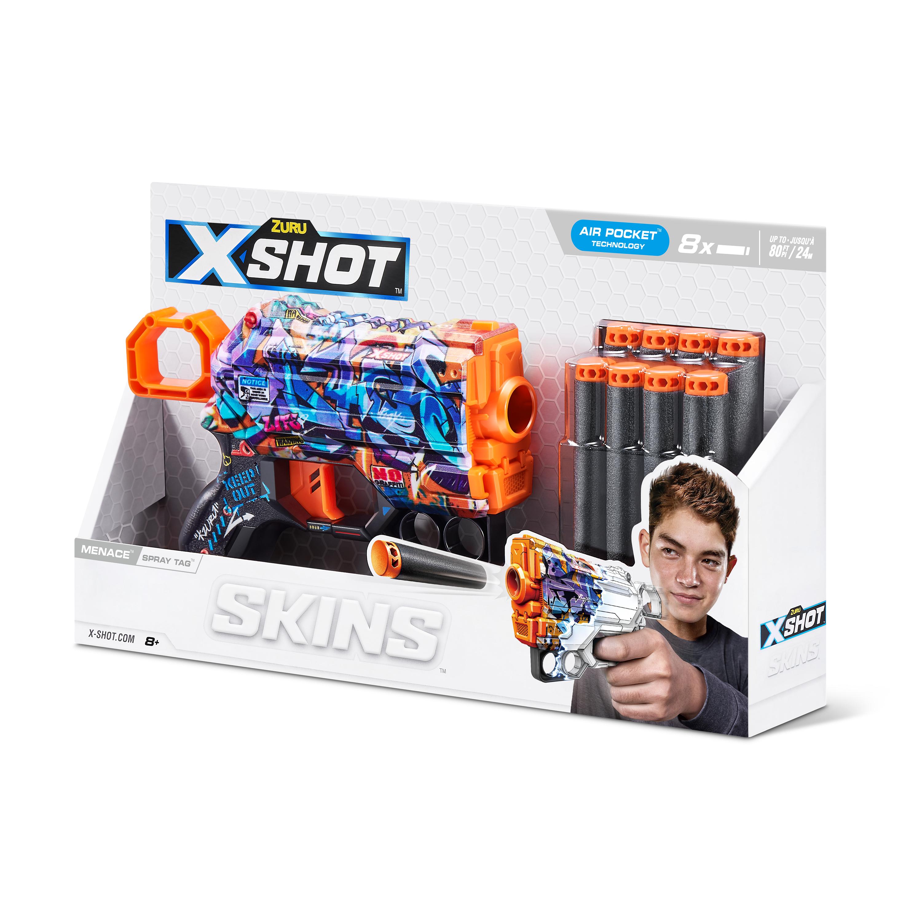 X Shot Skins Menace Blaster, Compact Foam Dart Gun for Boys, Age 8+