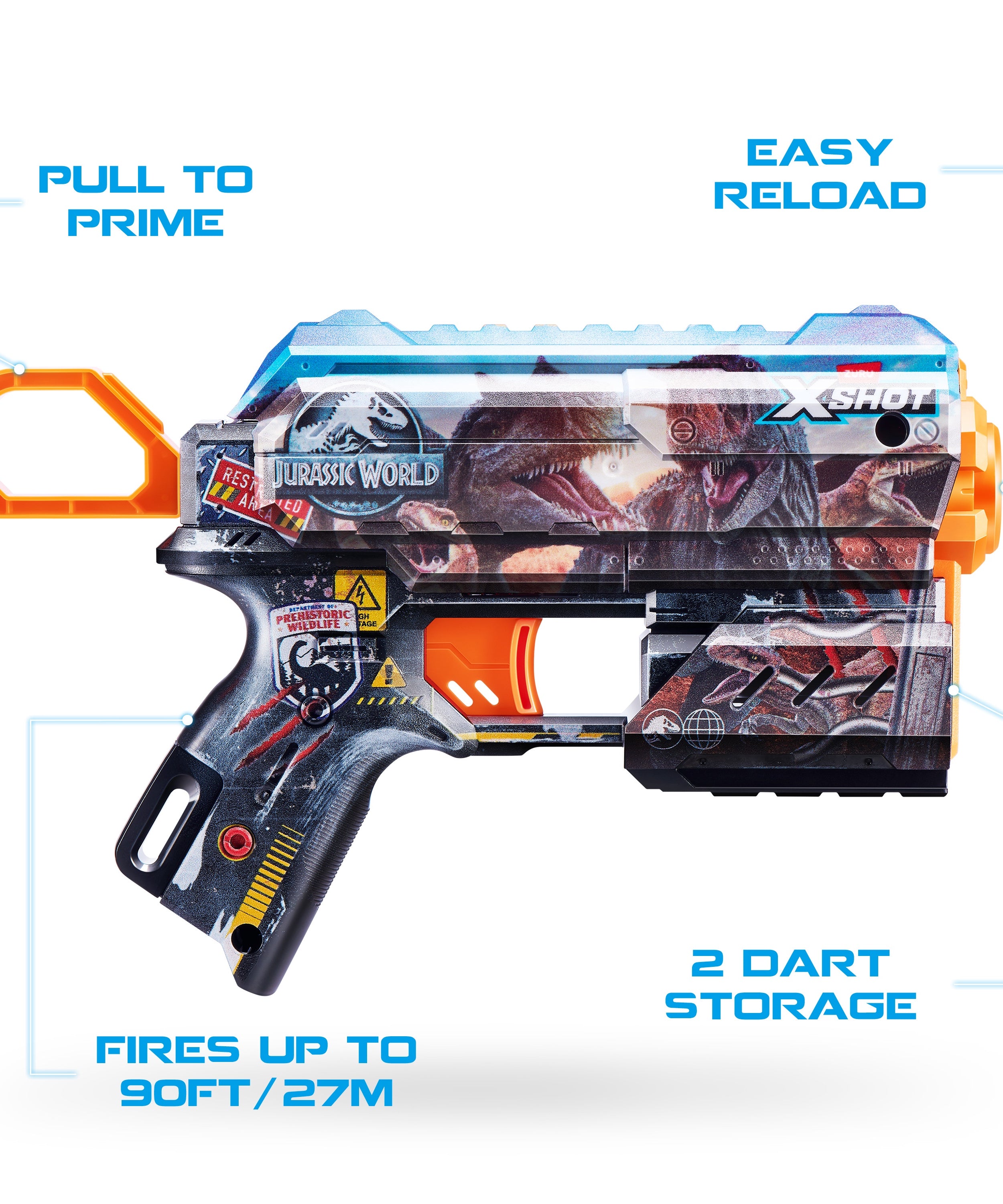 Title: Jurassic Flux Combo 2 Pack Dart Blaster with Dinosaur Skins, Air Pocket Darts, Single Shot with Storage, Recoil Action, Fires 27m/90ft, Includes 16 Foam Darts, Ages 8 and Up