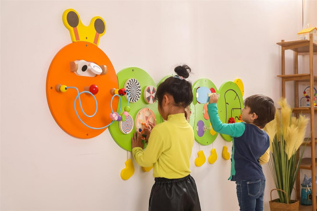 لعبة حائط فيجا كاتربيلر، لوحة أنشطة مونتيسوري متعددة الوظائف، لعبة تعليمية حسية خشبية، تُنمّي المهارات الحركية والإدراك، صديقة للبيئة وآمنة، للأولاد والبنات من عمر 18 شهرًا فما فوق