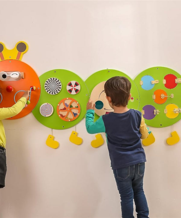 لعبة حائط فيجا كاتربيلر، لوحة أنشطة مونتيسوري متعددة الوظائف، لعبة تعليمية حسية خشبية، تُنمّي المهارات الحركية والإدراك، صديقة للبيئة وآمنة، للأولاد والبنات من عمر 18 شهرًا فما فوق