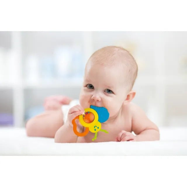 Winfun Baby's Butterfly Rattle Multicolor, Easy-Grasp Infant Toy with Textured Teether Wings, Gentle Rattle Sounds, Sensory and Motor Skill Development for Babies 0 Months+
