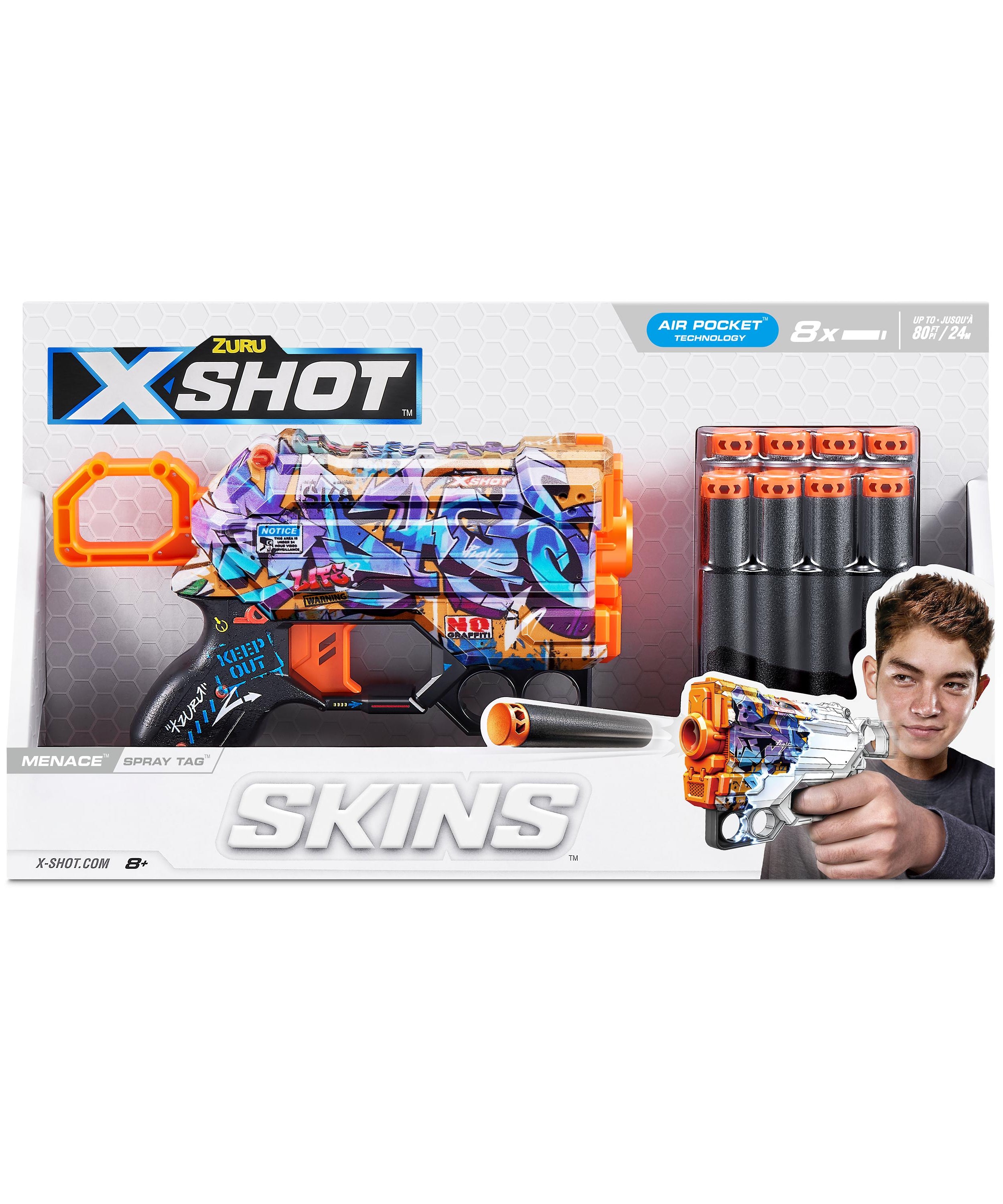 X Shot Skins Menace Blaster, Compact Foam Dart Gun for Boys, Age 8+
