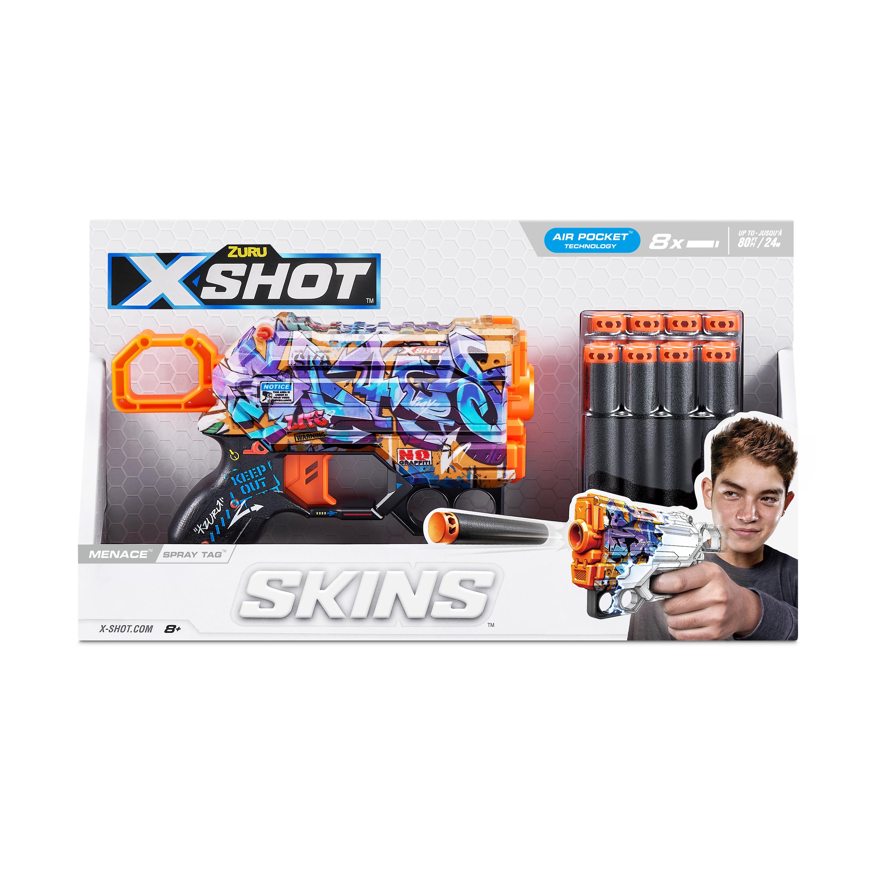 X Shot Skins Menace Blaster, Compact Foam Dart Gun for Boys, Age 8+