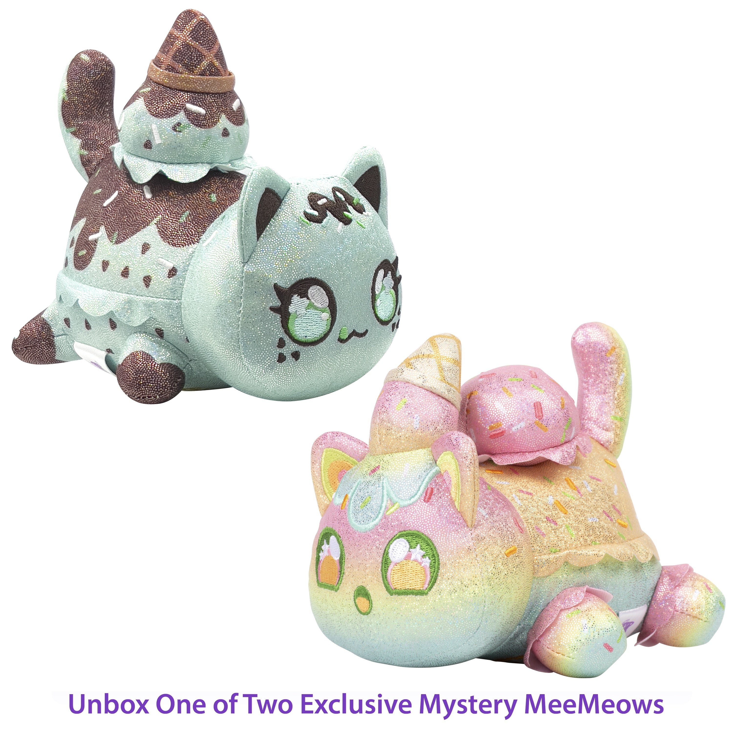 Aphmau MeeMeow Plush 3-Pack Sparkle Ice Cream Edition, 6 Inch Collectible Cat Plush Toys, Soft & Cuddly Gift for Kids, Ages 5+