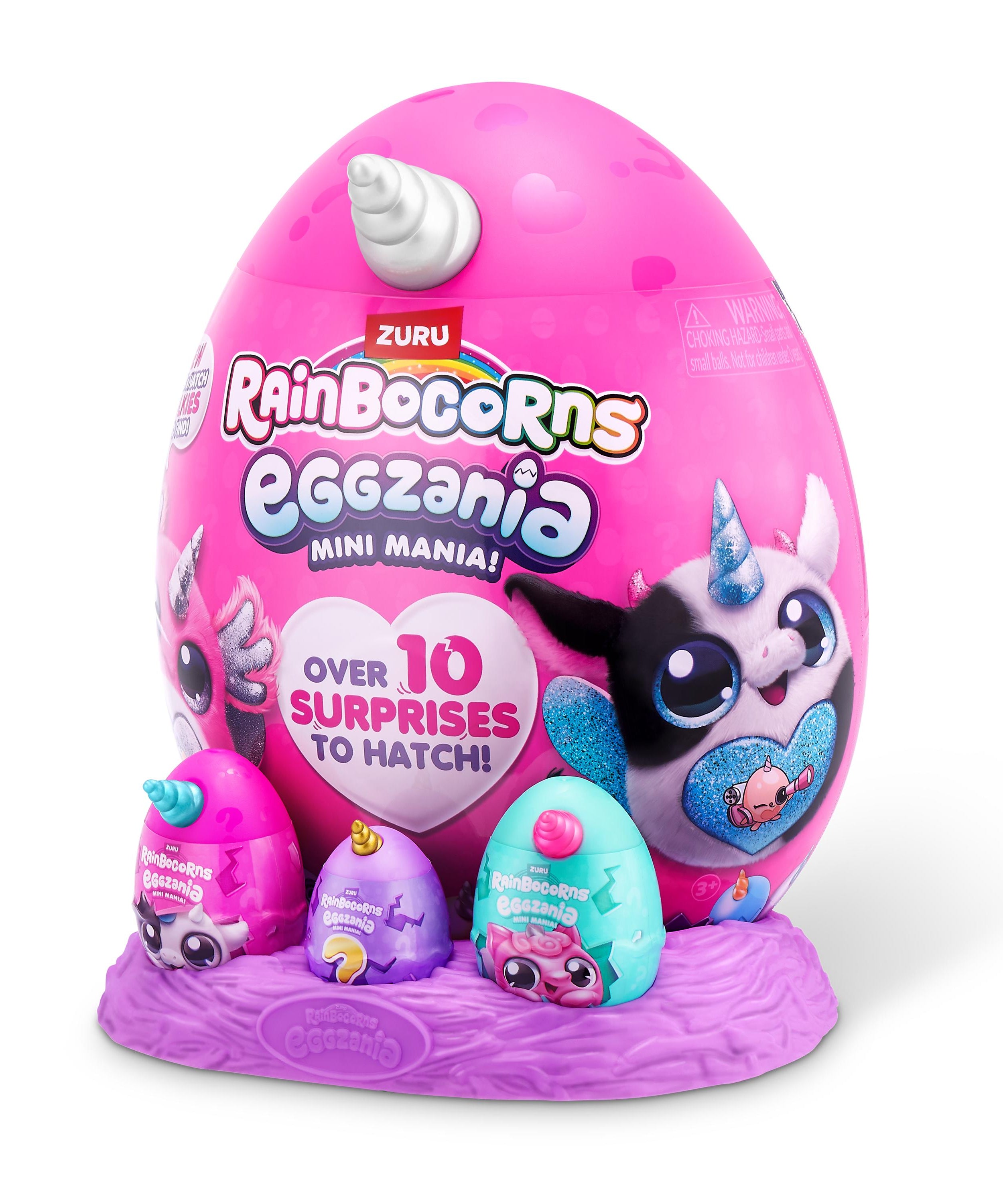 Rainbocorns Eggzania Mini Mania Series 1 Surprise Plush Toy for Girls Ages 3+, Collectible Stuffed Animal with 10+ Surprises, Slime, Stickers & Wearable Jewelry