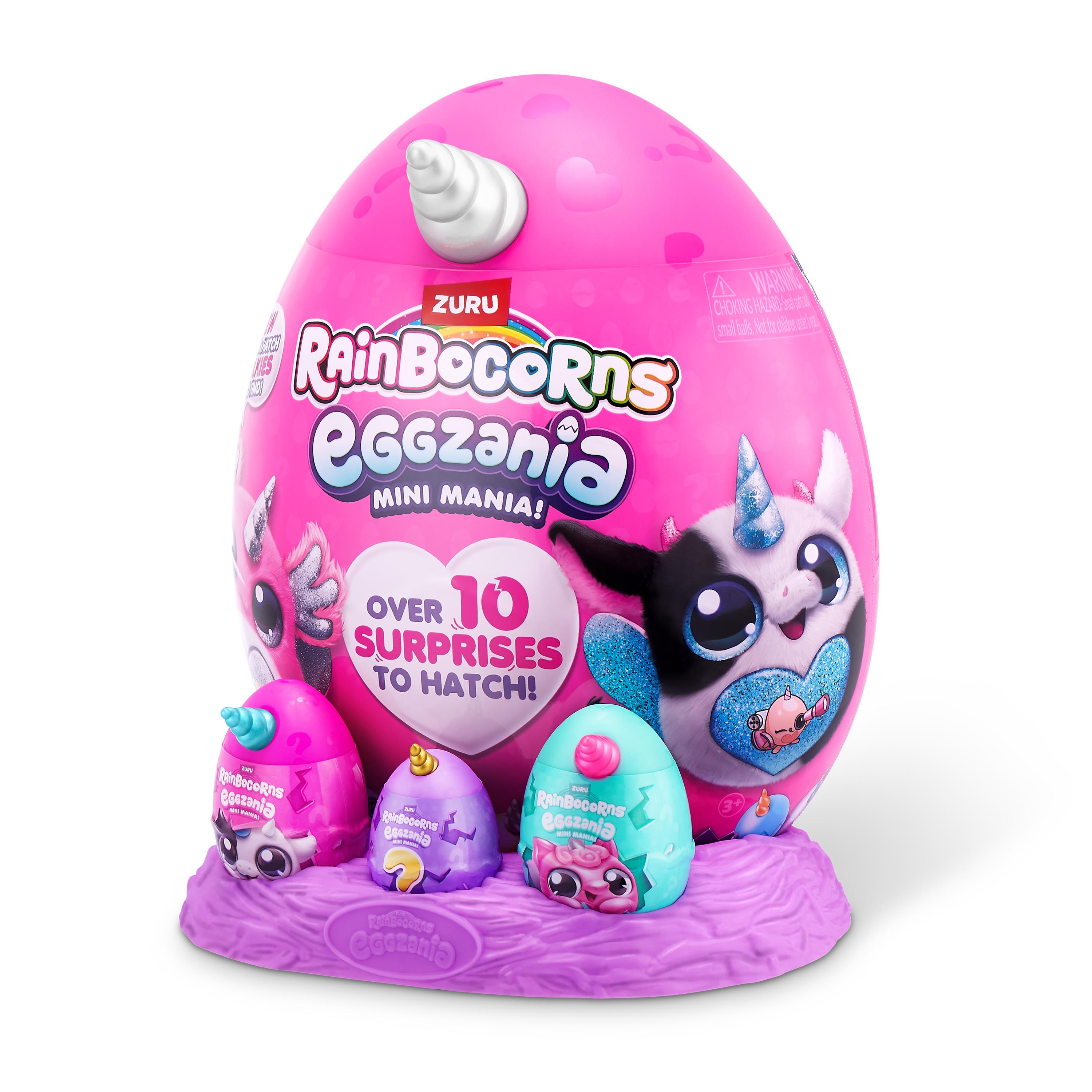 Rainbocorns Eggzania Mini Mania Series 1 Surprise Plush Toy for Girls Ages 3+, Collectible Stuffed Animal with 10+ Surprises, Slime, Stickers & Wearable Jewelry