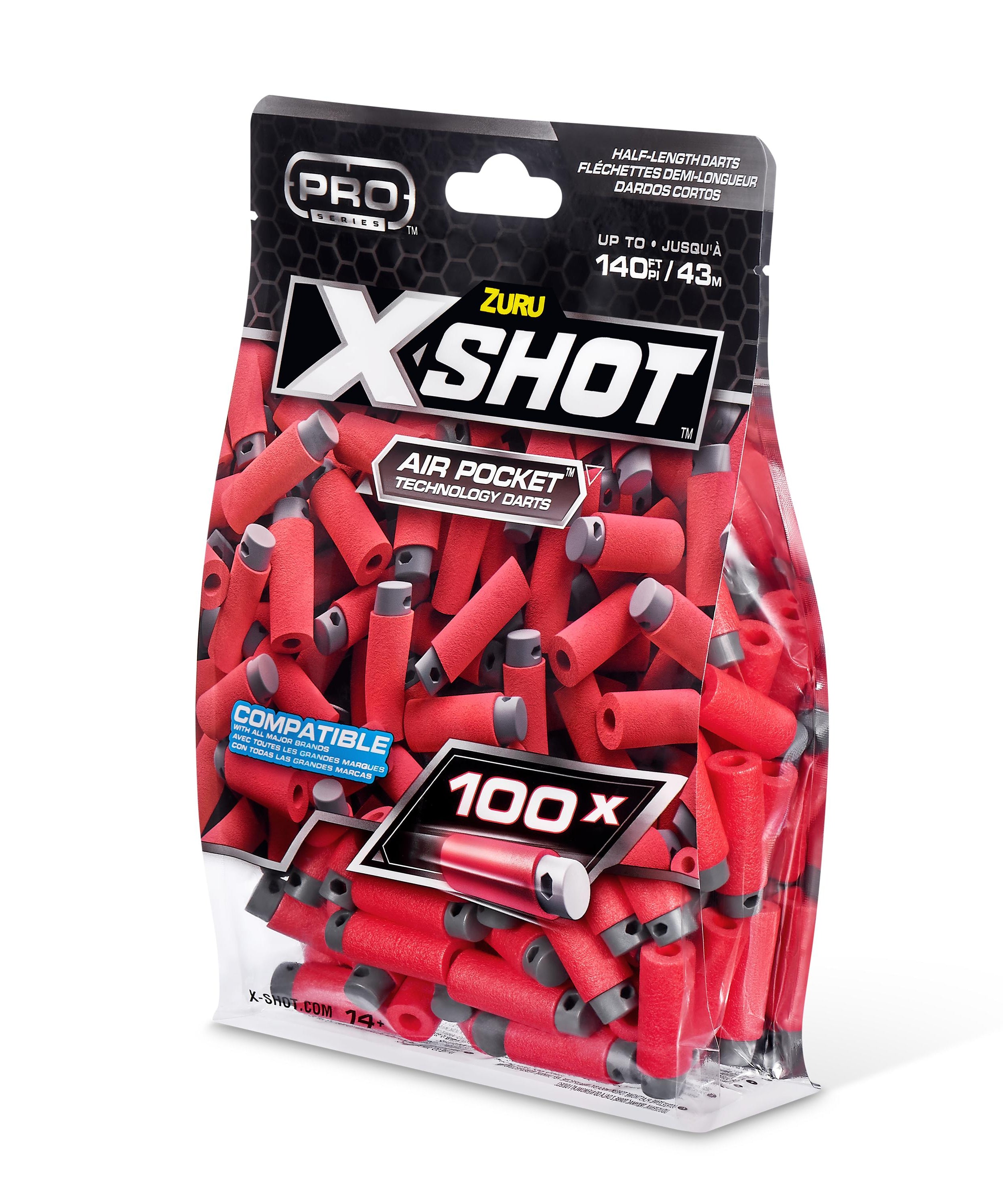 XSHOT Pro Series Half-Length Air Pocket Technology Foam Dart Refill, 100 Darts for Boys Age 14+