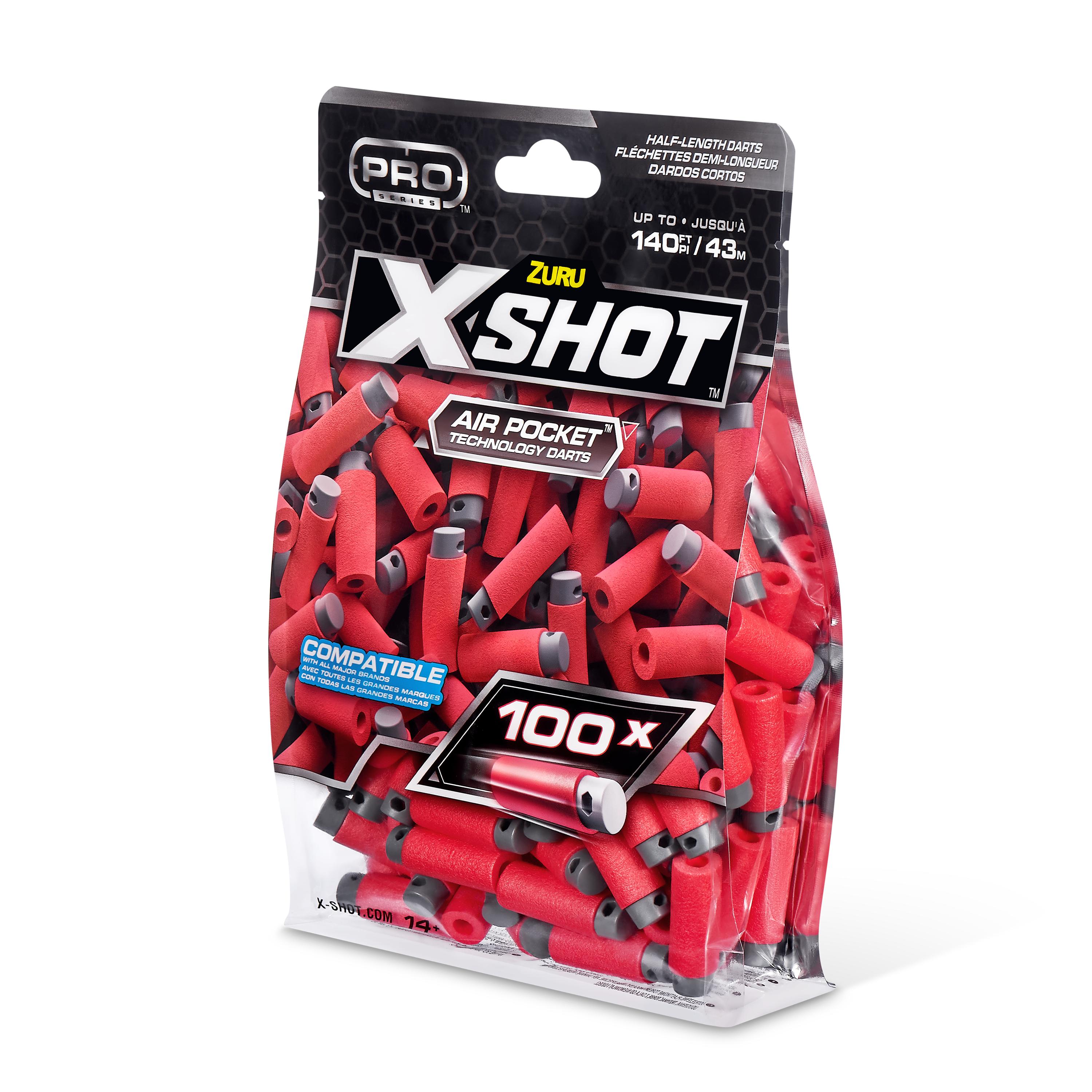 XSHOT Pro Series Half-Length Air Pocket Technology Foam Dart Refill, 100 Darts for Boys Age 14+