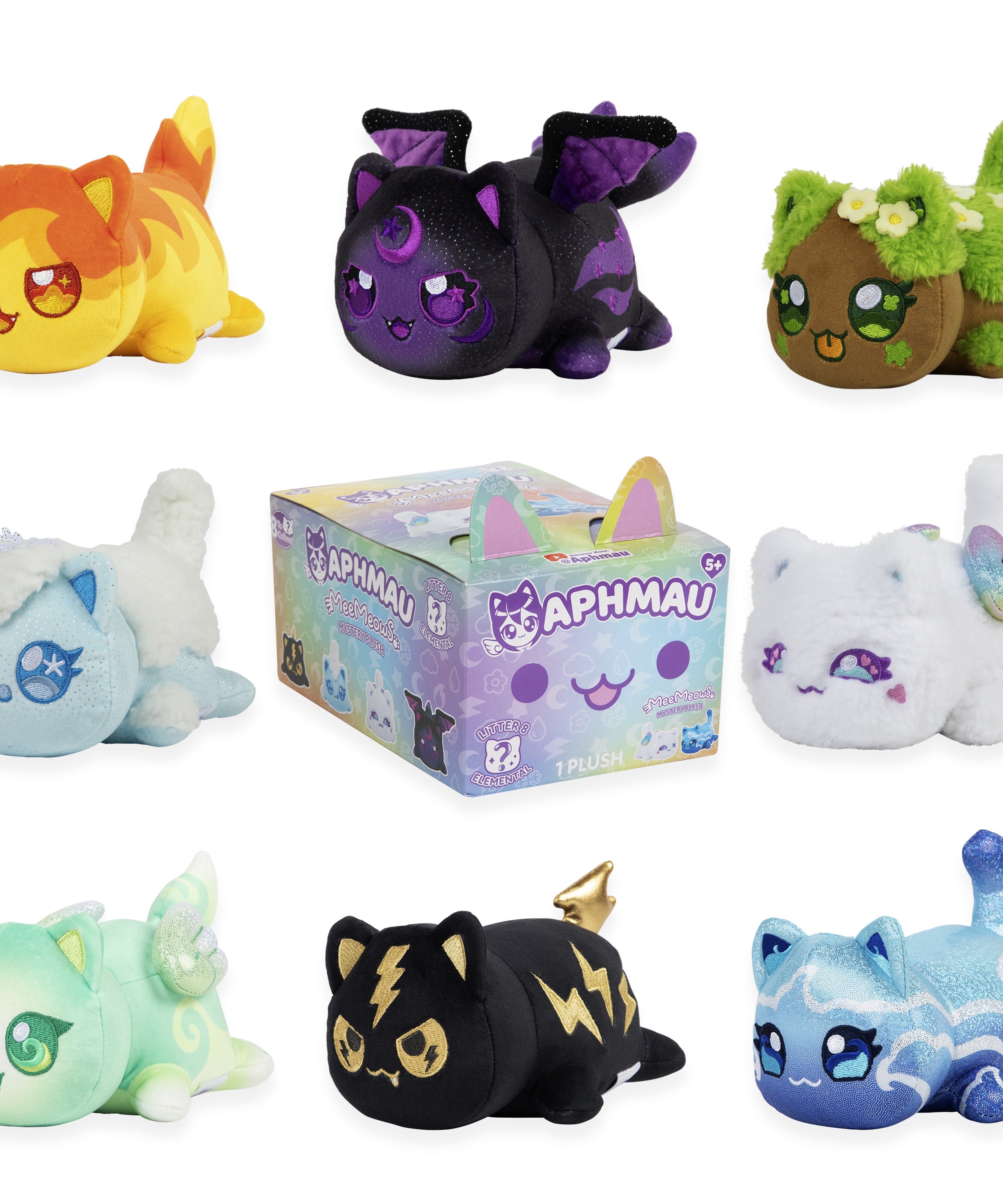 Aphmau Mystery MeeMeow Plush Elemental, Collectible Toy for Kids, Age 5+