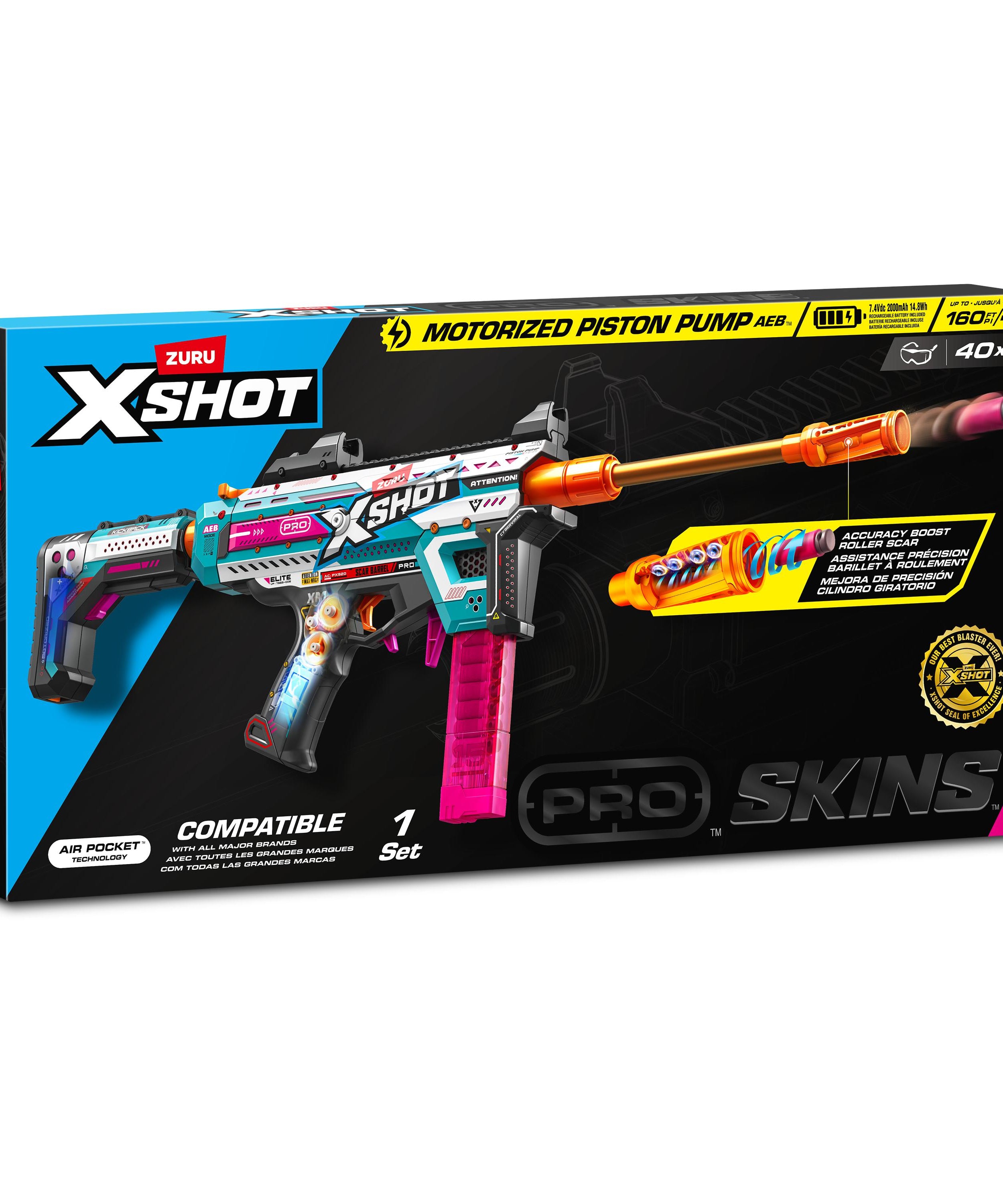 XSHOT Pro Motorized Blaster S1 AEB Automatic Electric Dart Gun with Adjustable Shoulder Rest, Accuracy Pro Roller Scar, Semi/Full Auto, Shoots 160FPS, Air Pocket Technology Darts, Age 14+