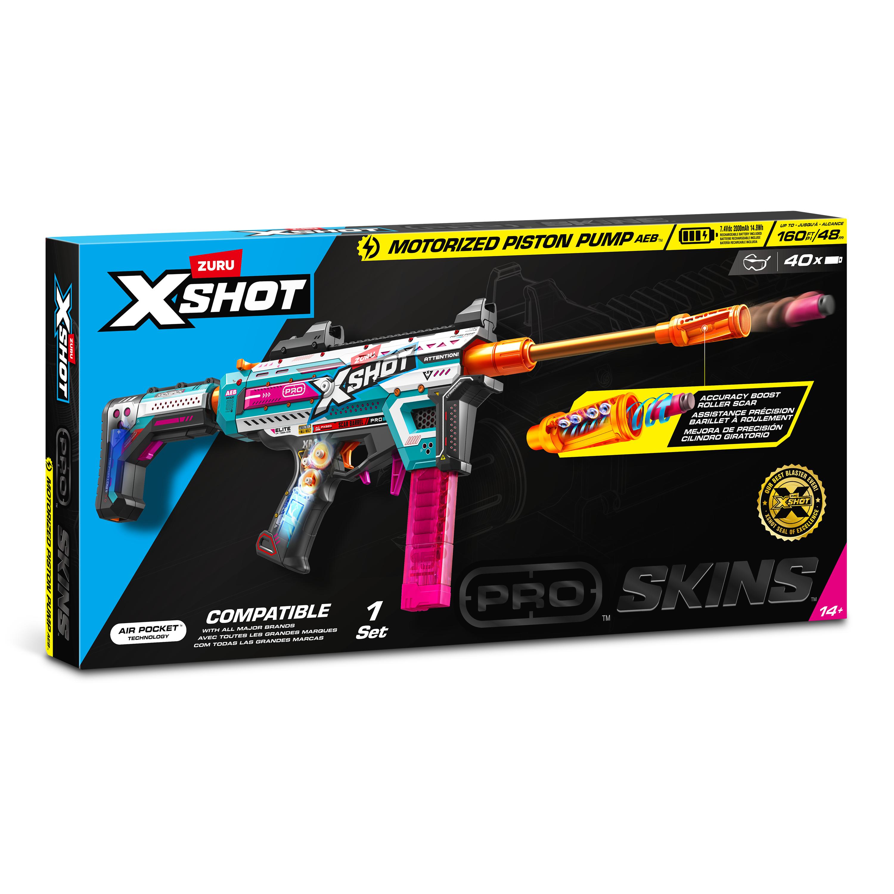 XSHOT Pro Motorized Blaster S1 AEB Automatic Electric Dart Gun with Adjustable Shoulder Rest, Accuracy Pro Roller Scar, Semi/Full Auto, Shoots 160FPS, Air Pocket Technology Darts, Age 14+