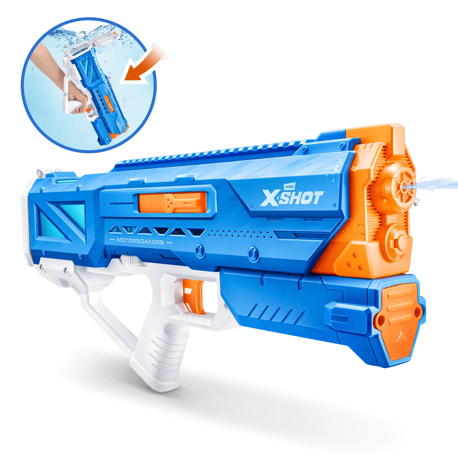 XSHOT Water Fast Fill Motor Soaker Hydra Pulse Water Toy Gun, Motorized Water Blaster with 650ml Capacity, Fast-Fill Technology, Rechargeable Battery, Blasts Up to 29 Feet, Outdoor Summer Water Toy for Boys and Girls Age 8+