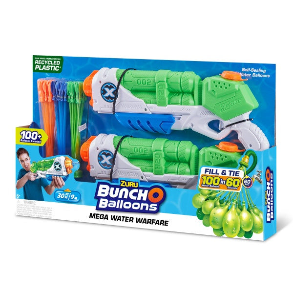 X-Shot Water BOB Mega Water Warfare Set, 2 Typhoon Thunder Blasters + 100 Self-Sealing Water Balloons, Age 5+