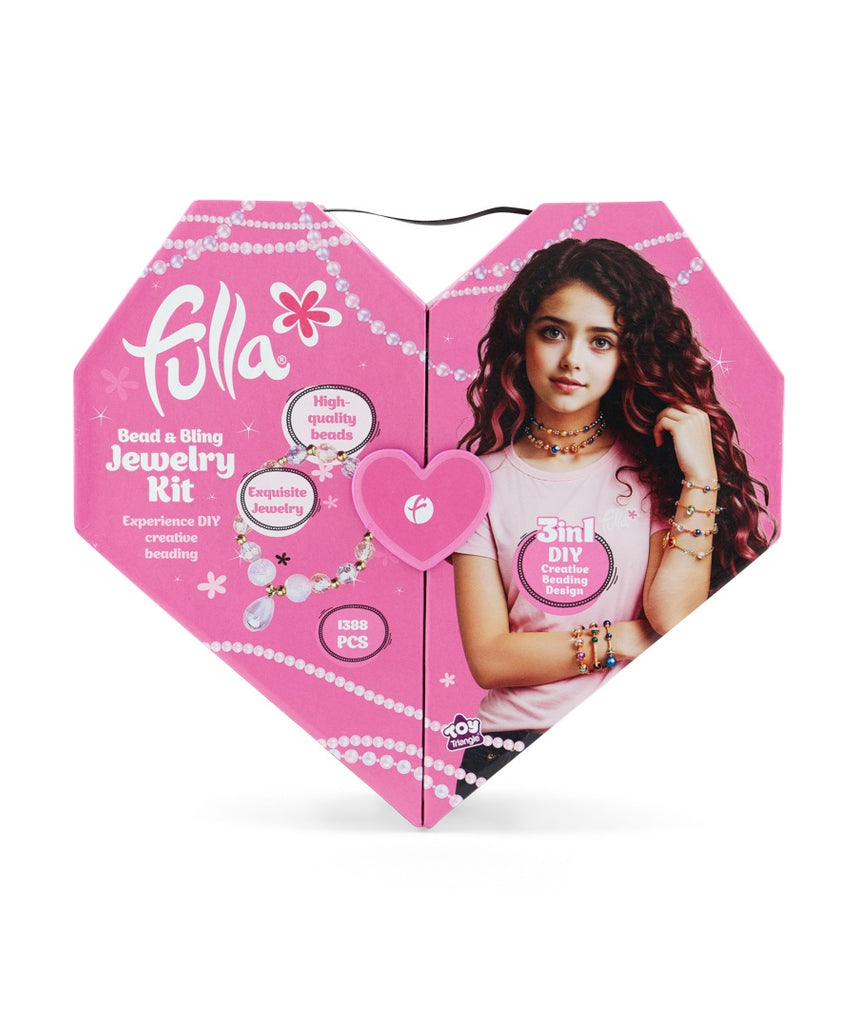 Fulla Bead & Bling 3-in-1 Jewelry Kit for Girls Ages 3+, 1388 Colorful Beads, Charms & Strings, DIY Necklace, Bracelet, and Hair Accessory Craft Set