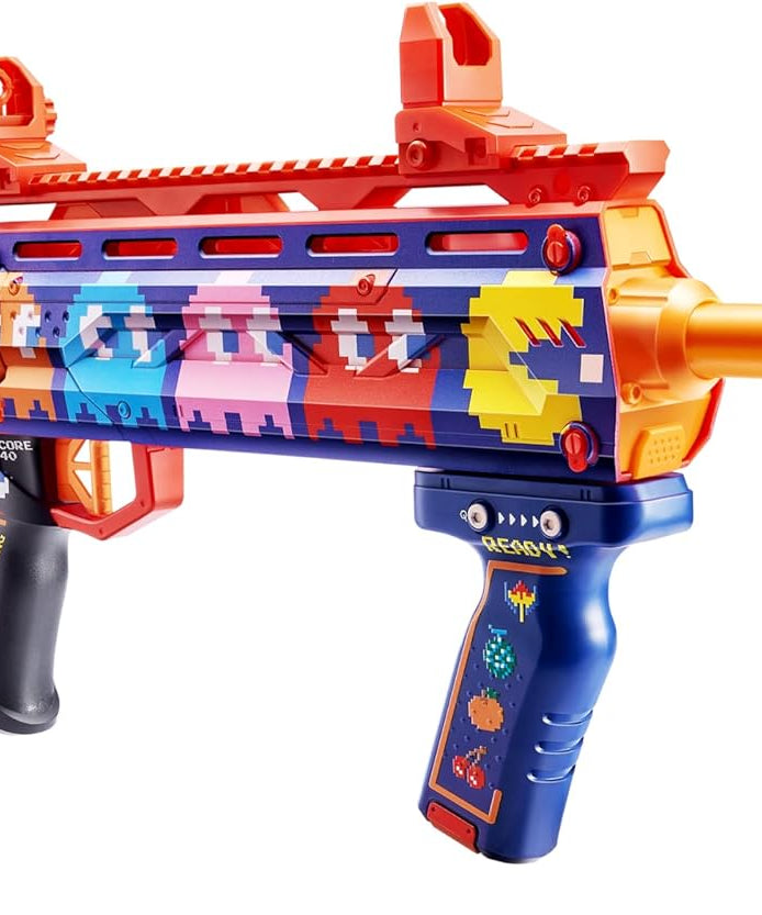 XShot Skins Pro Pac-Man Long Shot Blaster, 40 Darts, Slam Fire, Retro Skin, 2 Quick Clips, Half & Full-Length Ammo, Air Pocket Foam Tech, 66ft Range for Boys, Age 14+