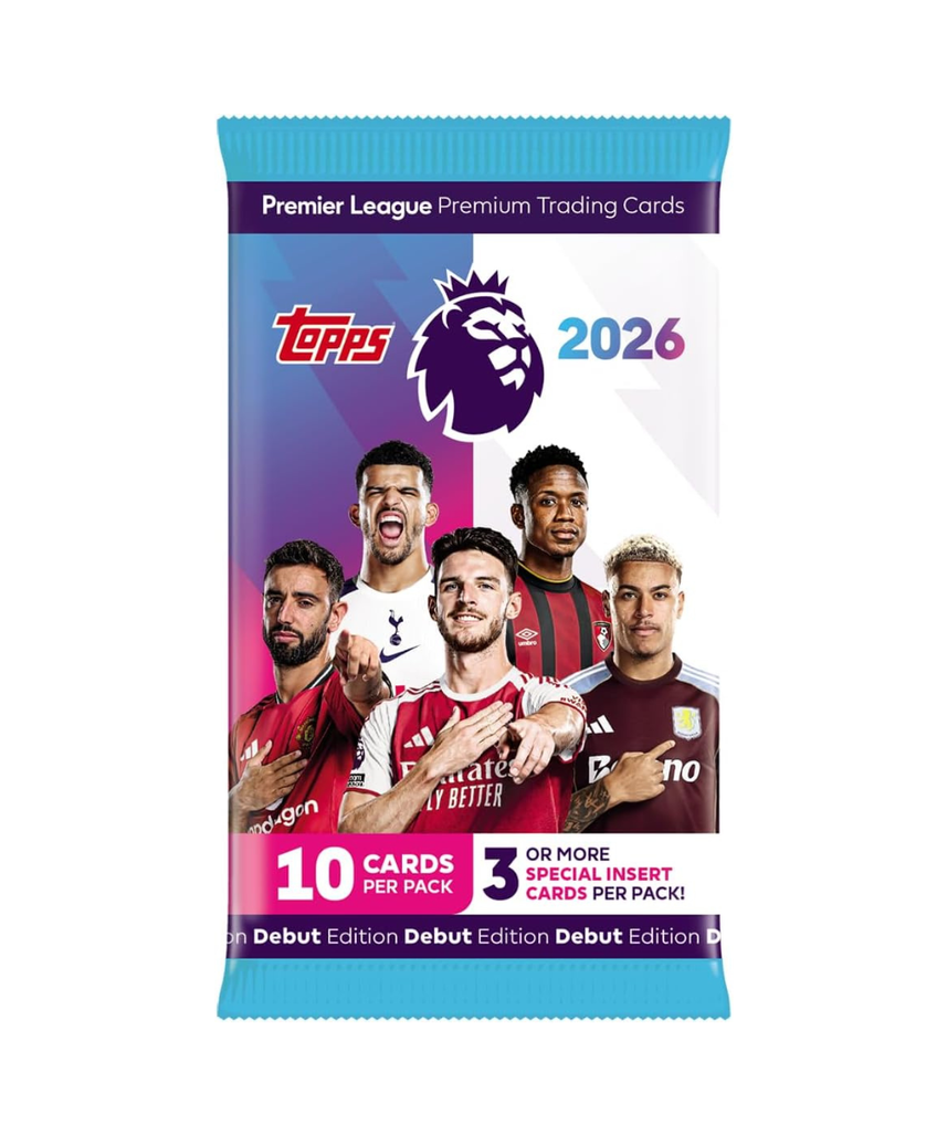 Topps Premier League 2025 2026 Trading Cards Pack, Premium Soccer Collectible Cards, 10 Card Packet With Special Inserts, Chrome Parallels Autograph and Rookie Hits