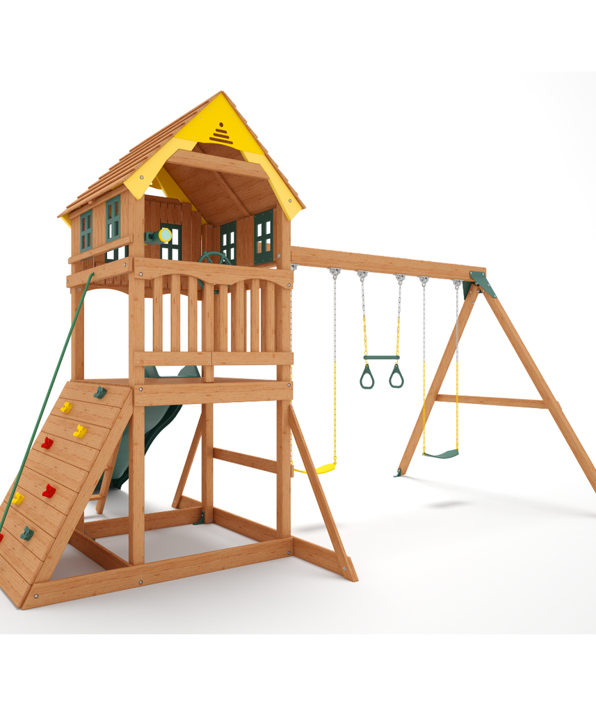 Sunny Sling Swing Set – Kiddoro Wooden Outdoor Playset (Ages 2–12 Years)