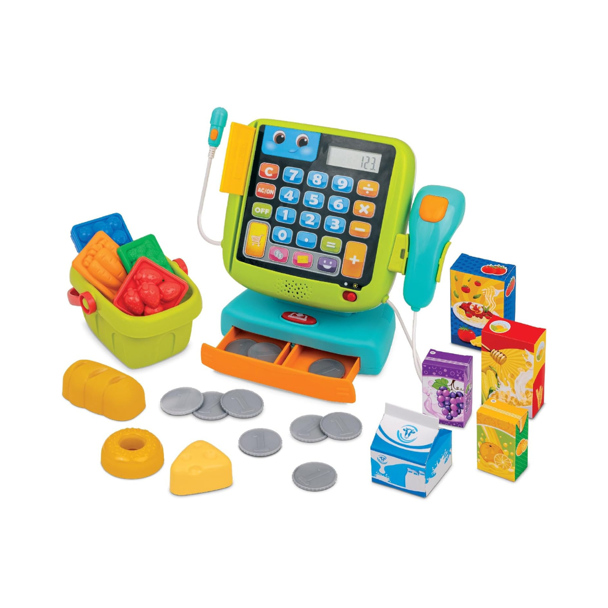 Winfun Smart Calculator Cash Register Set Pretend Play Toy for Early Math Learning 3+ Months