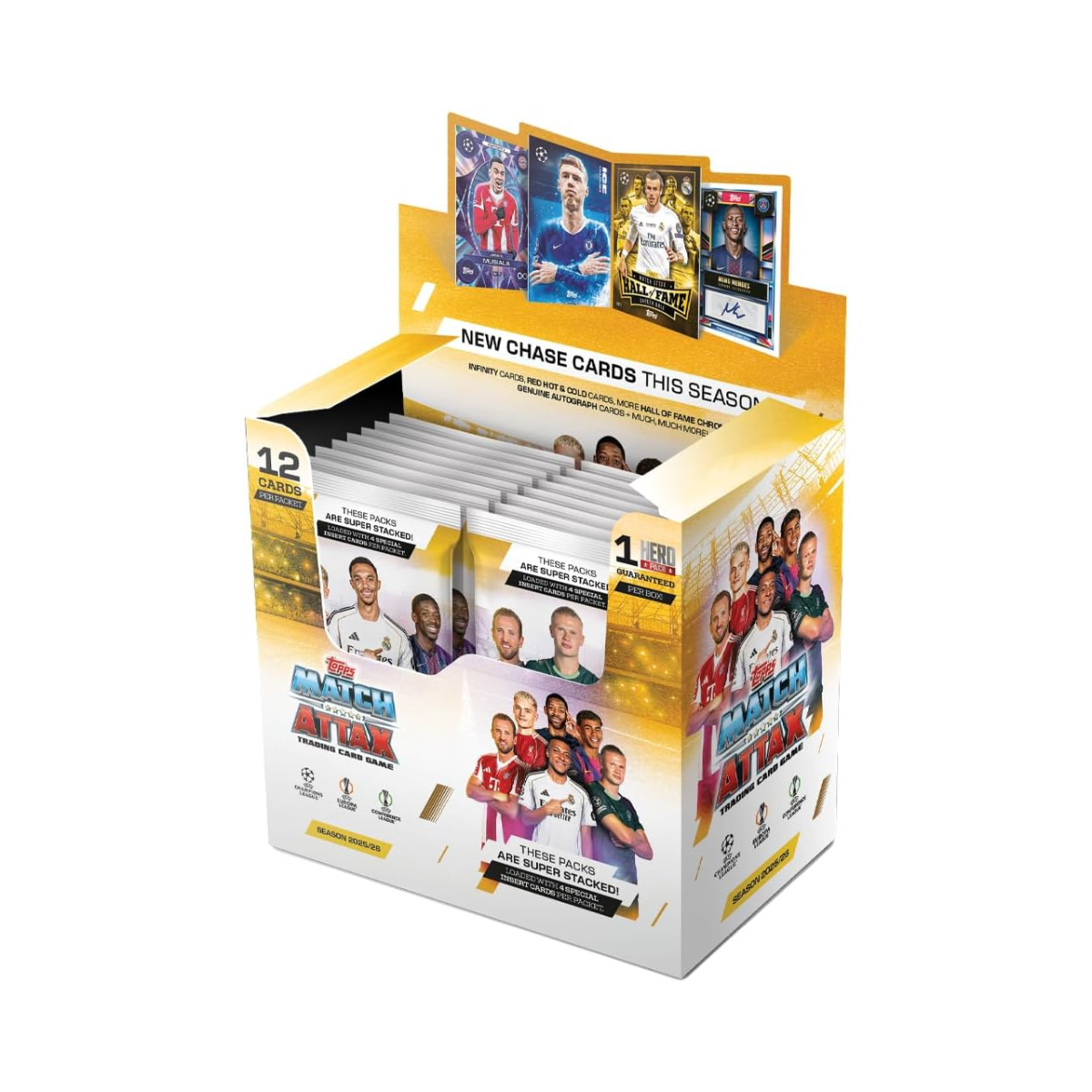 Topps Match Attax UCC 2025/2026 Collectible Football Trading Cards, Single Pack (12 Cards) or Full Box (32 Packs, 384 Cards), Official UEFA Licensed Product