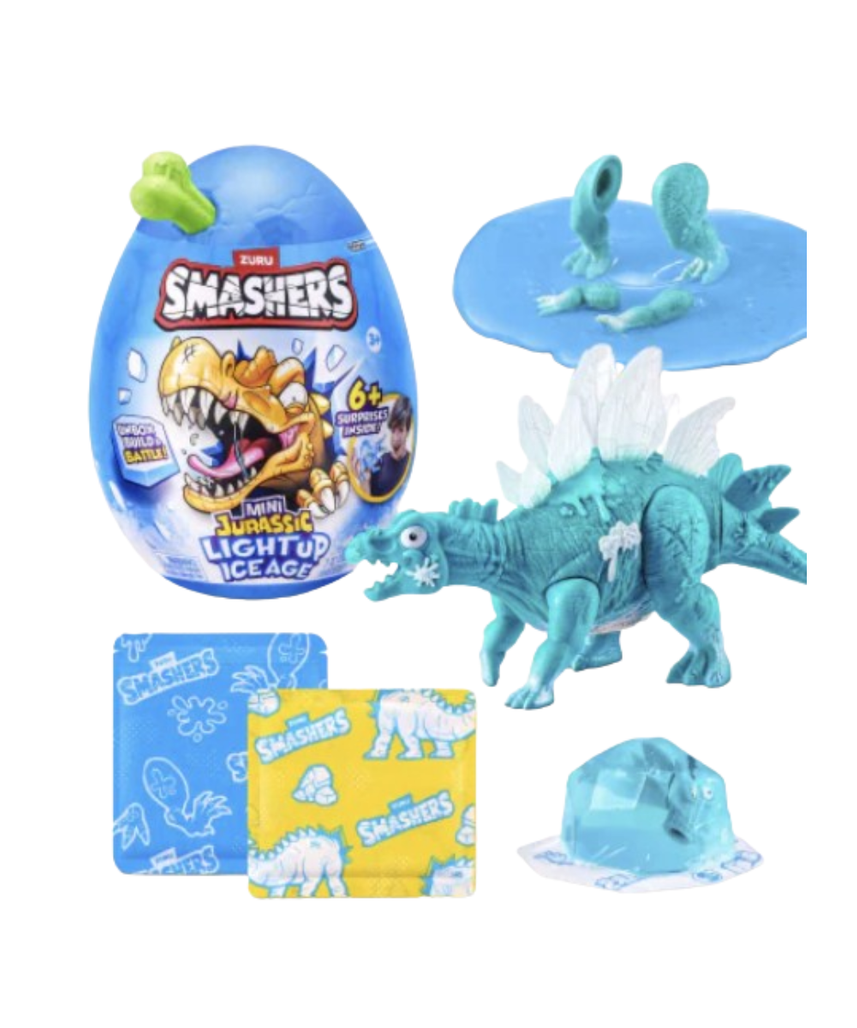 Smashers Dino Jurassic Light Up Ice Age Dinosaur Egg Toy with Glowing Dino Parts Surprise Build Slime and Collectibles for Kids Boys and Girls Ages 5+