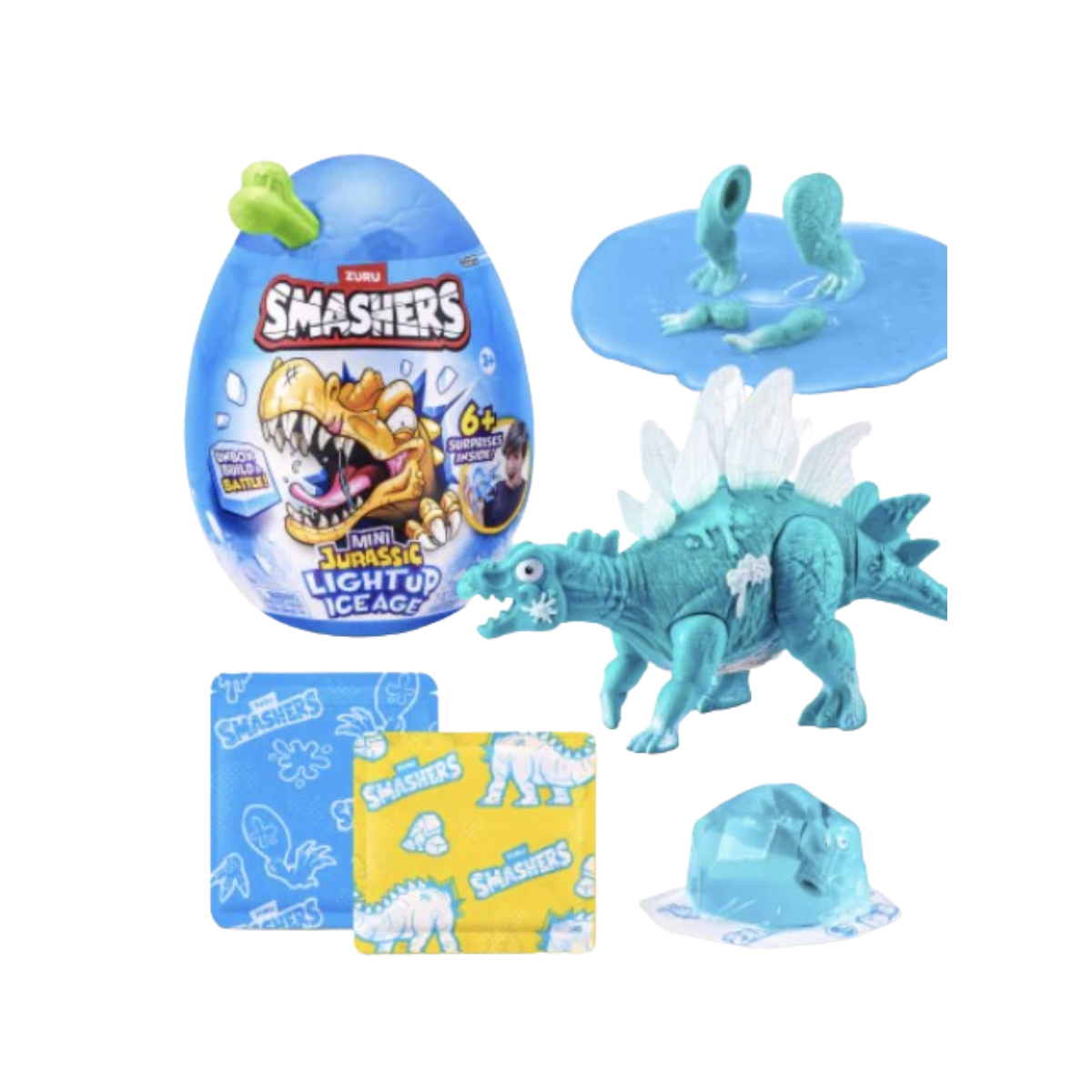 Smashers Dino Jurassic Light Up Ice Age Dinosaur Egg Toy with Glowing Dino Parts Surprise Build Slime and Collectibles for Kids Boys and Girls Ages 5+