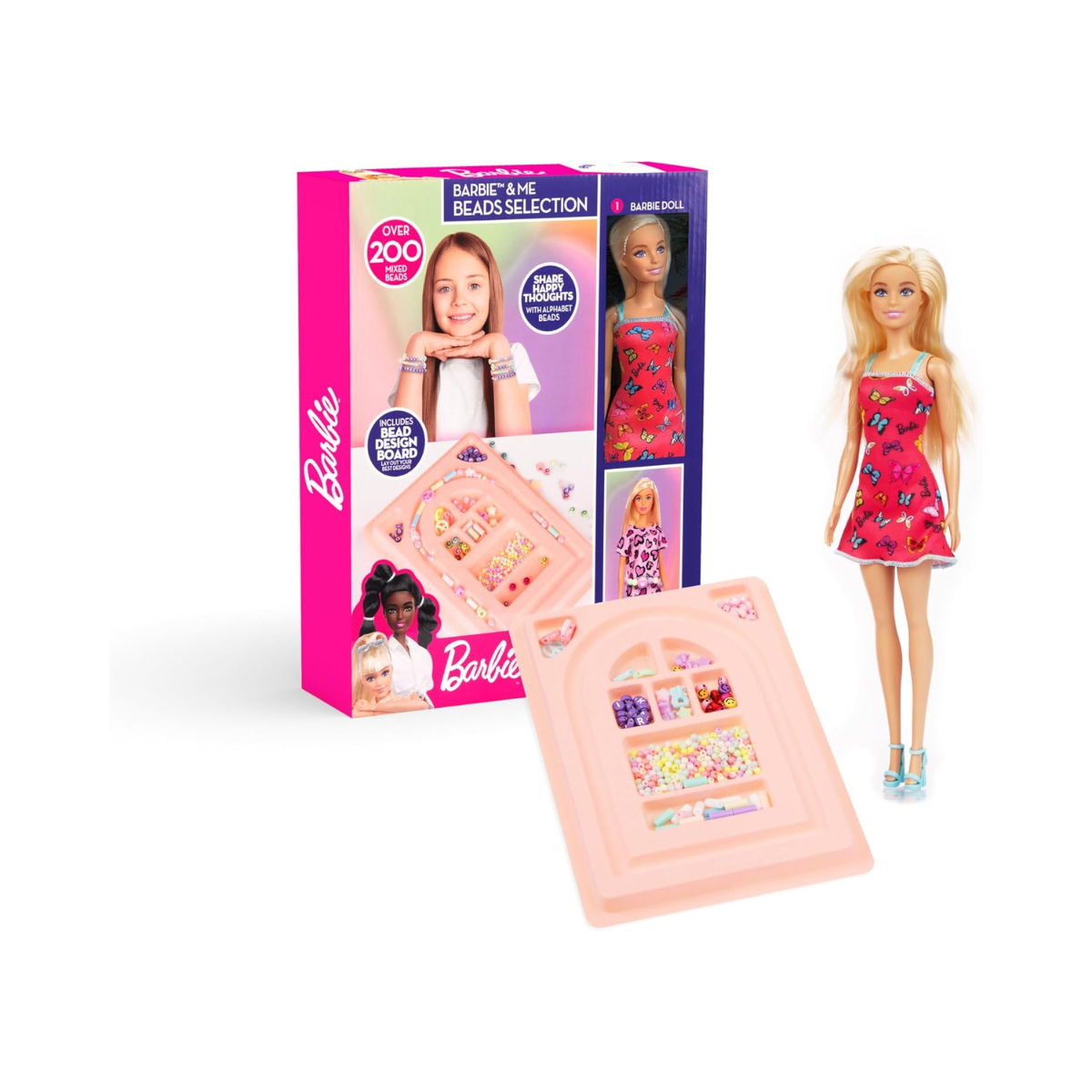 Barbie Myo Bead With Doll, Creative Bead Craft Doll Set, Butterfly Theme, Cotton Material, No Assembly Required, No Batteries Needed, Model BRB23-2447-SI